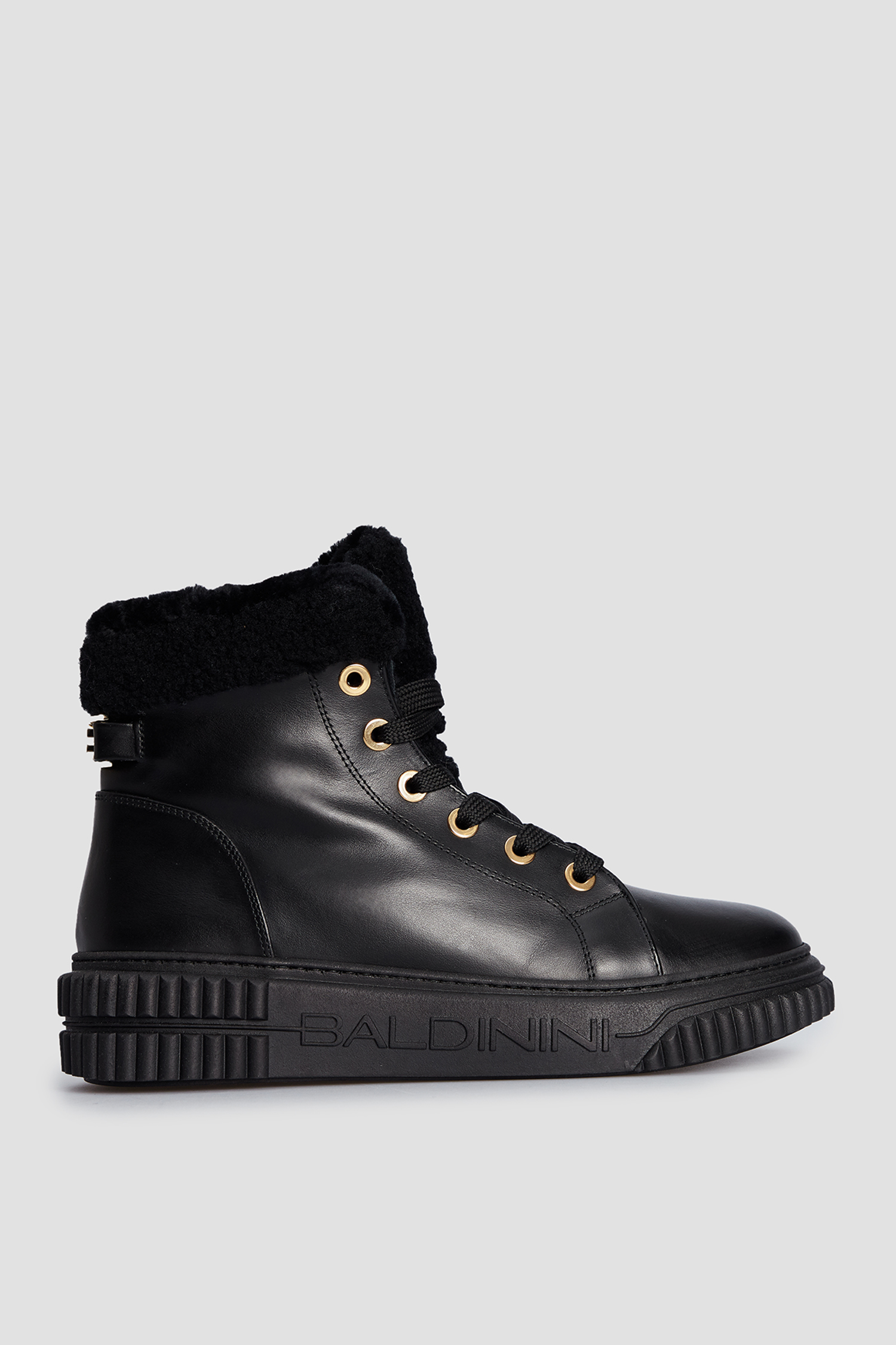 Женские черные кожаные ботинки Baldinini D4B621A1VISH;0000