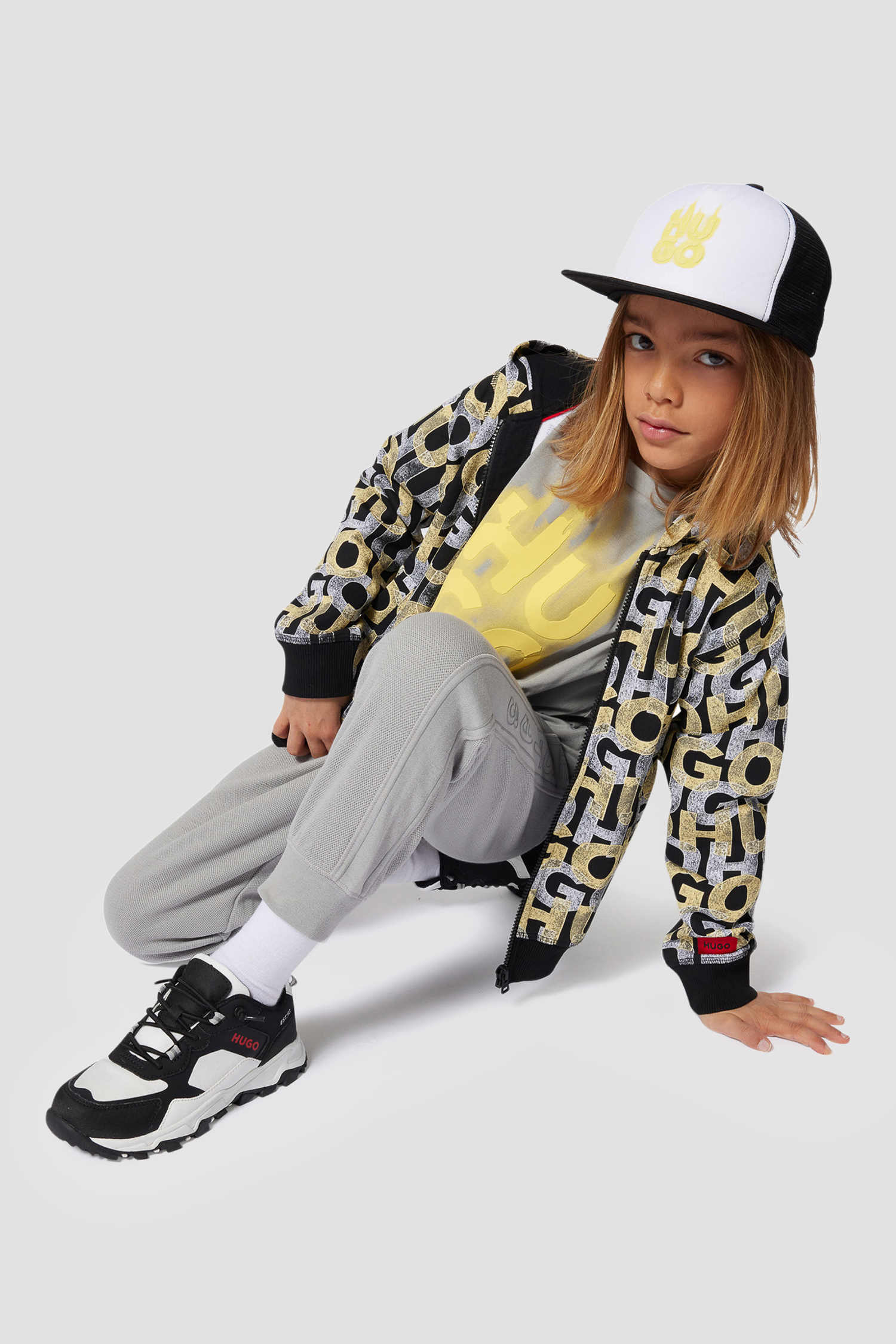 Детская кофта на молнии с узором HUGO kids G00358;M55