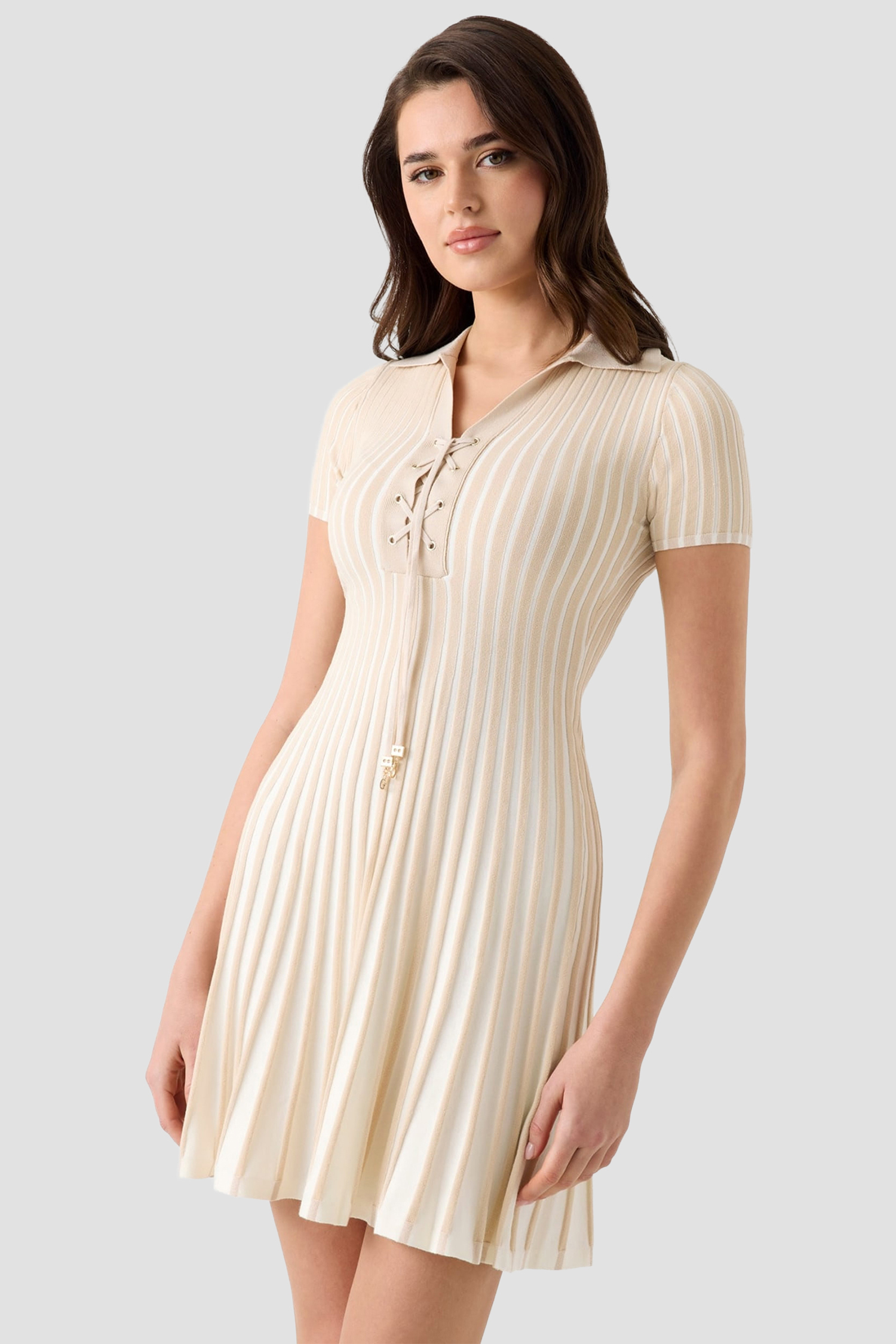 Женское бежевое платье в полоску Guess W6GK18.Z0591;SM22