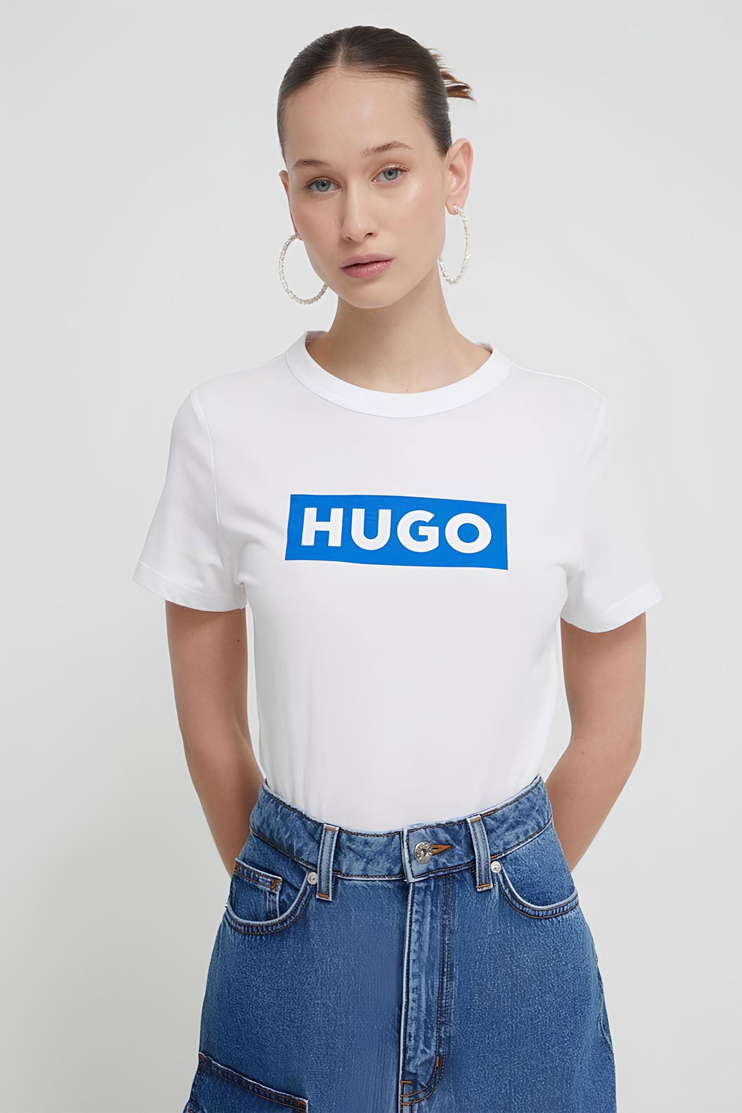 Женская белая футболка HUGO BLUE 50510772;100