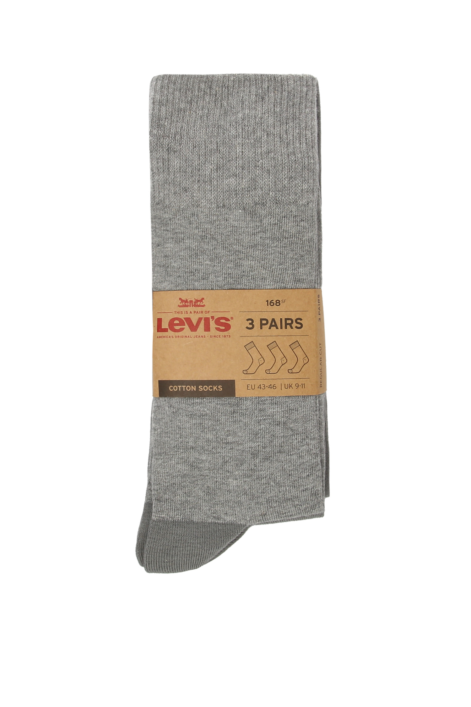 Мужские серые высокие носки (3 пары) Levi’s® 63024001;758