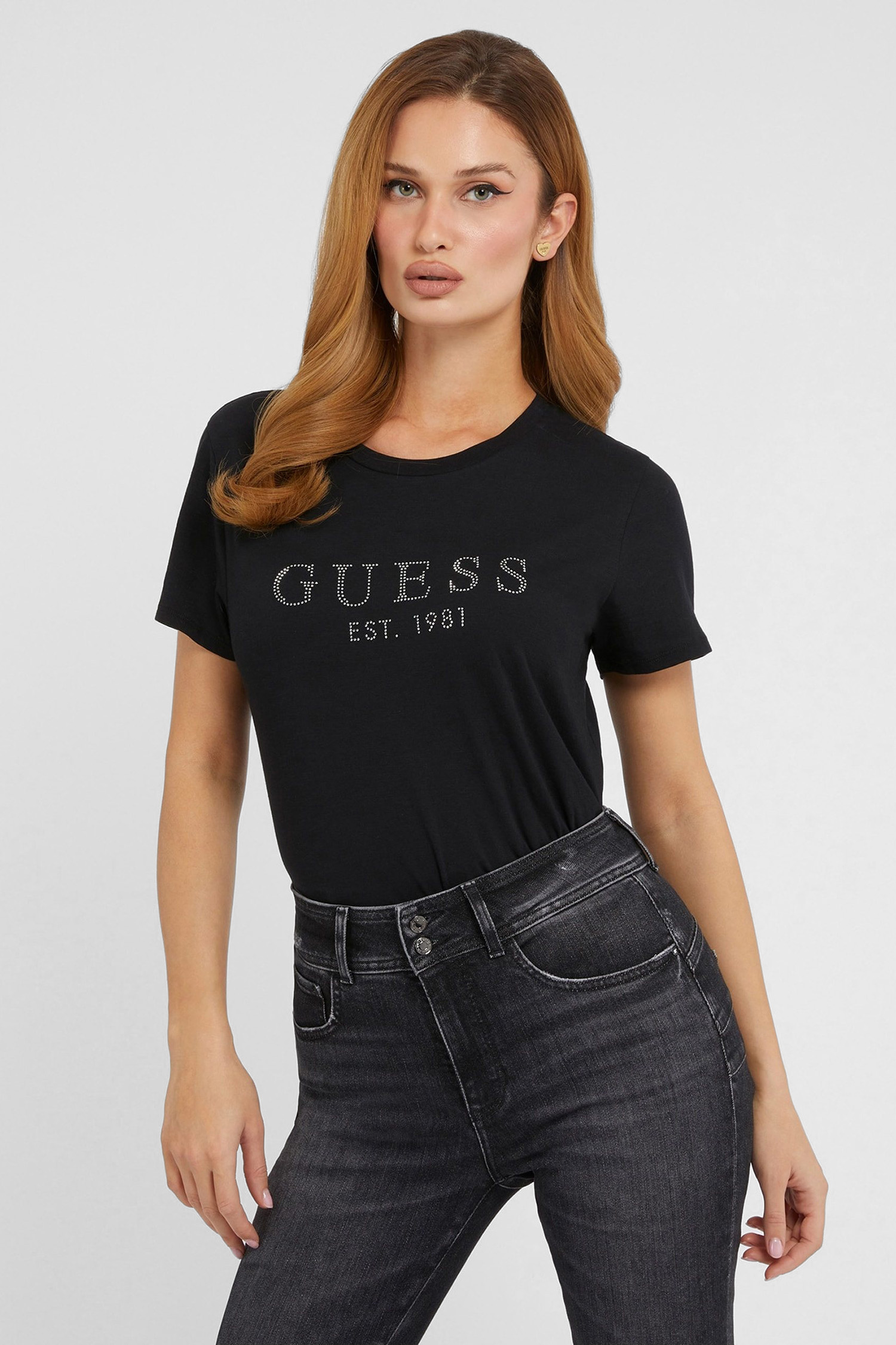 Женская черная футболка Guess W3GI76.K8G01;JBLK