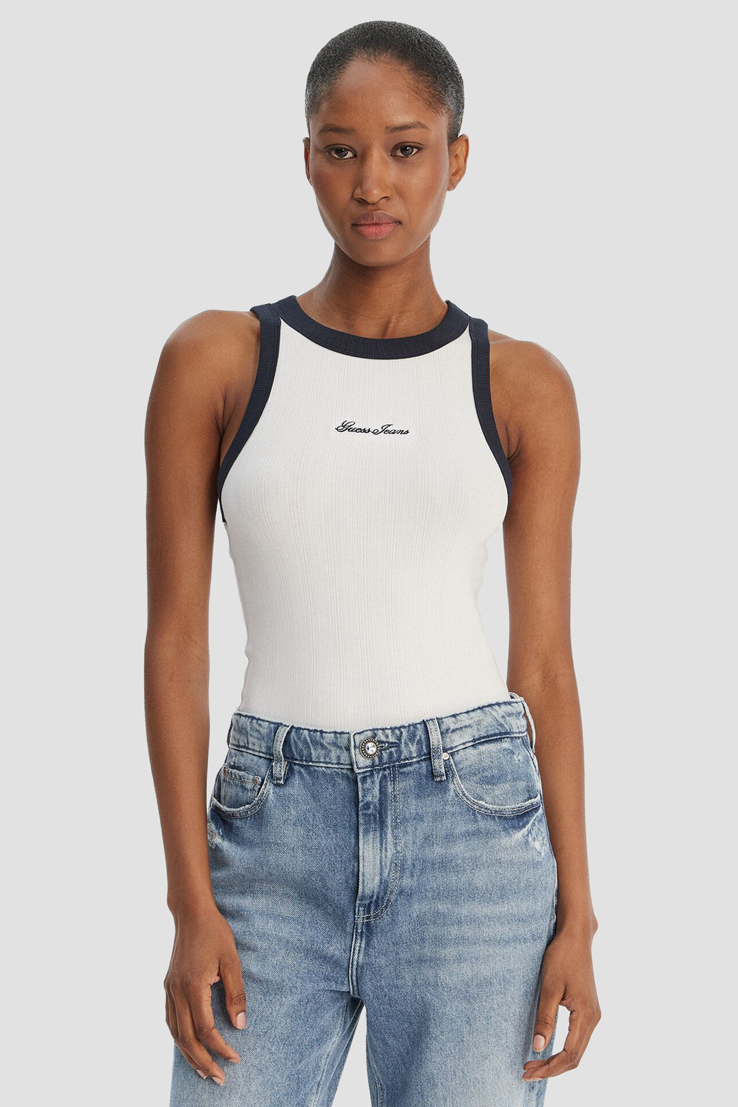 Жіноча біла майка Guess Jeans W6GPZ8.KF641;G011