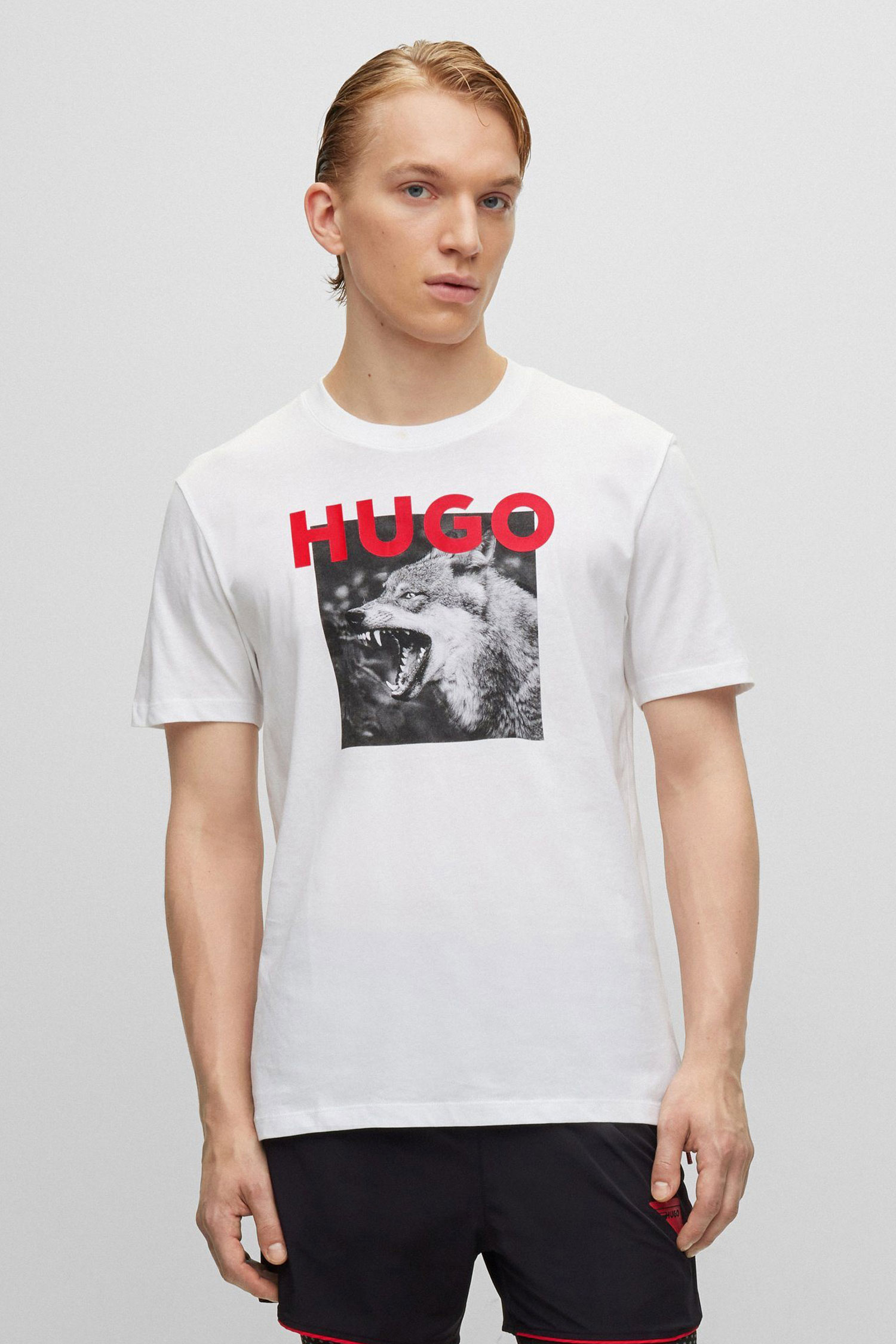 Мужская белая футболка HUGO 50477623;100