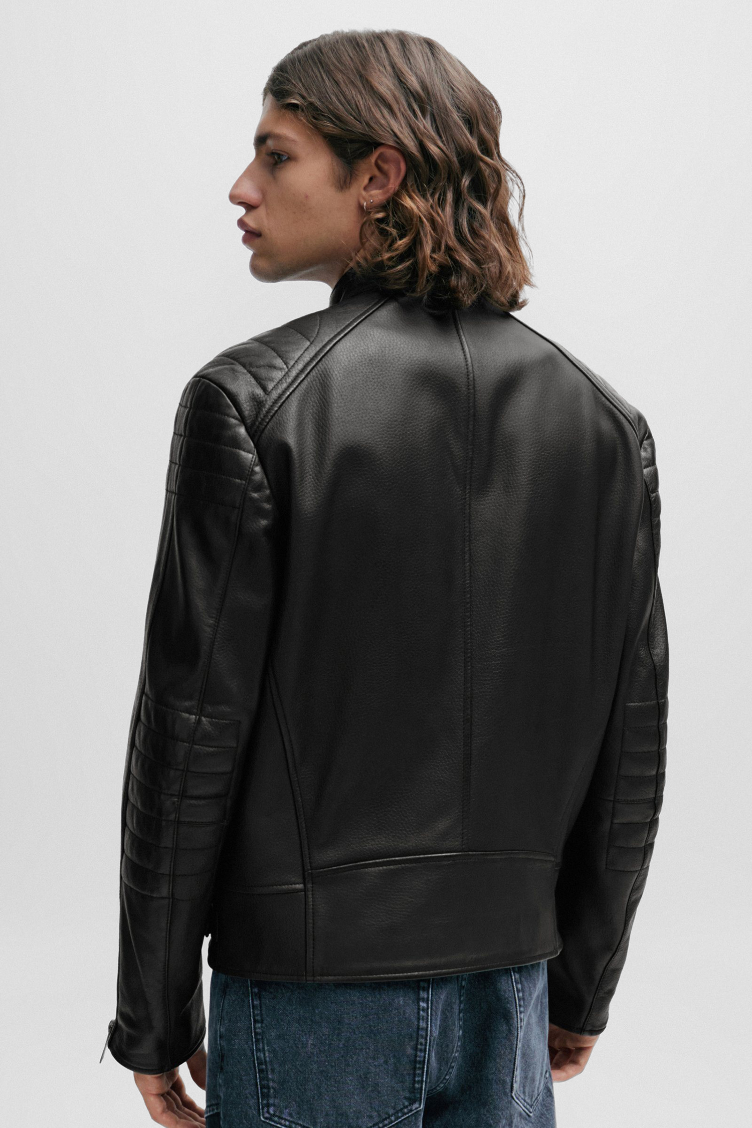 Мужская черная кожаная косуха HUGO 50504417;001