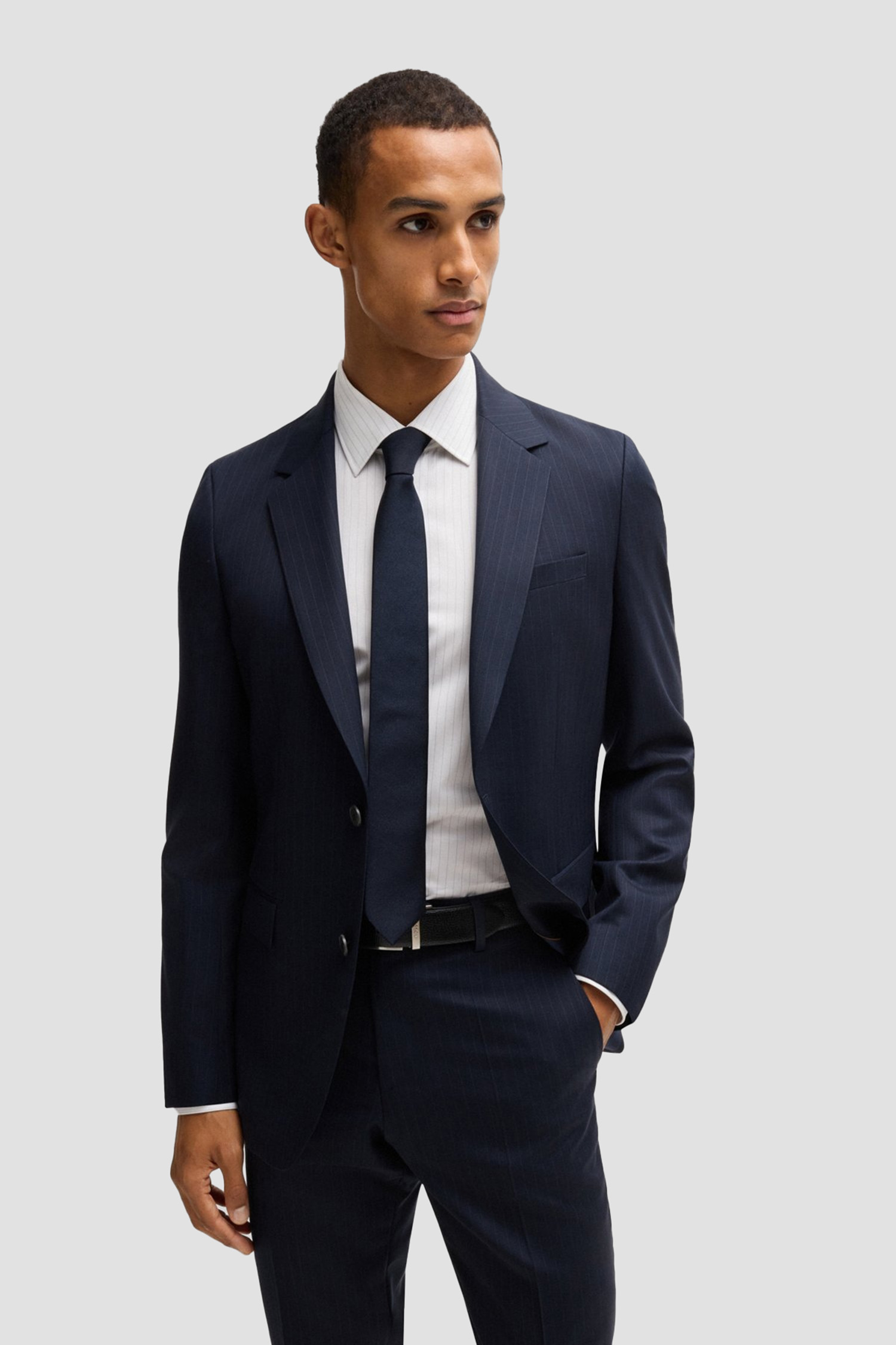 Чоловіча біла сорочка у смужку BOSS 50533040;100