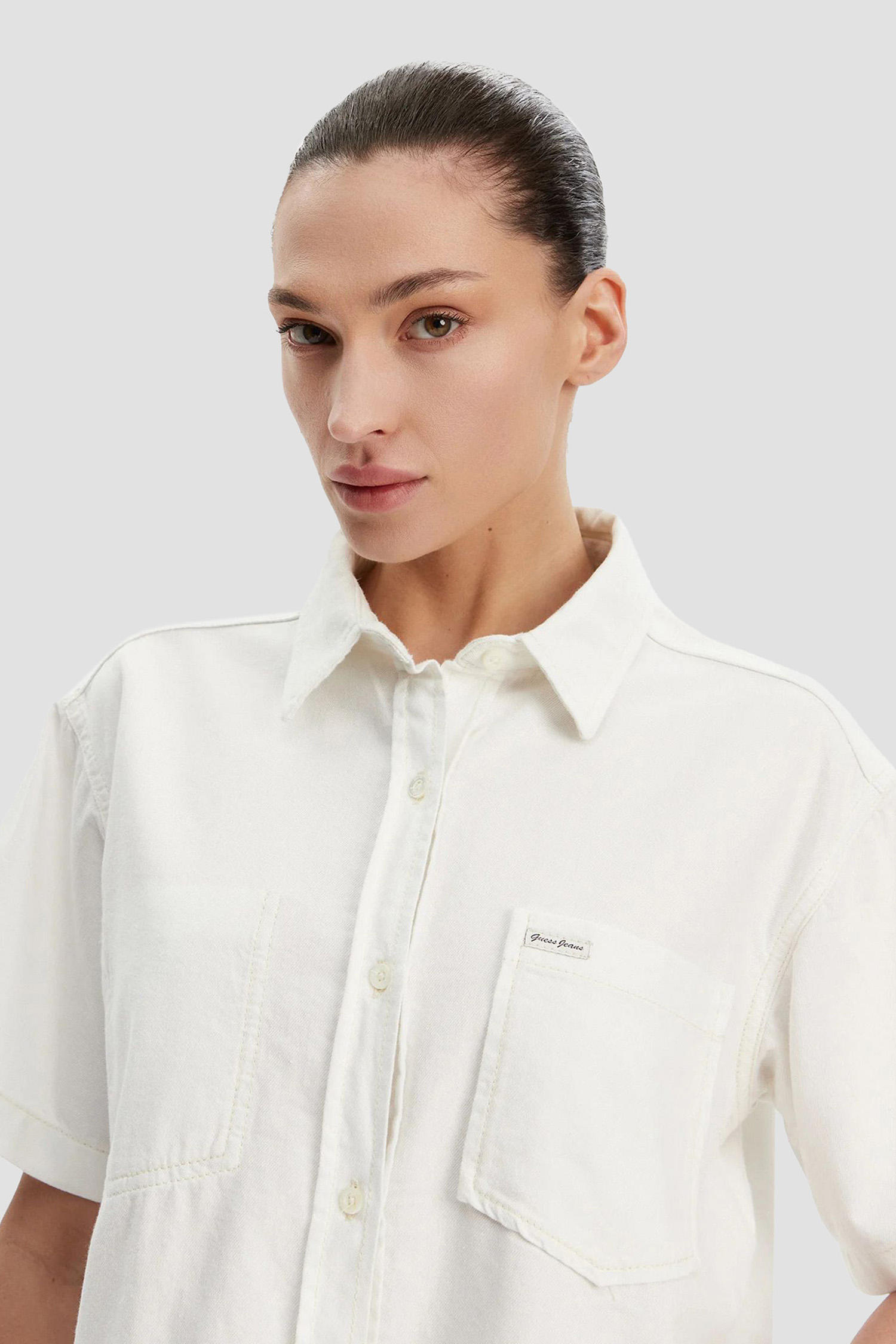 Жіноча біла сорочка Guess Jeans W5GH0F.D5NW1;GJWI
