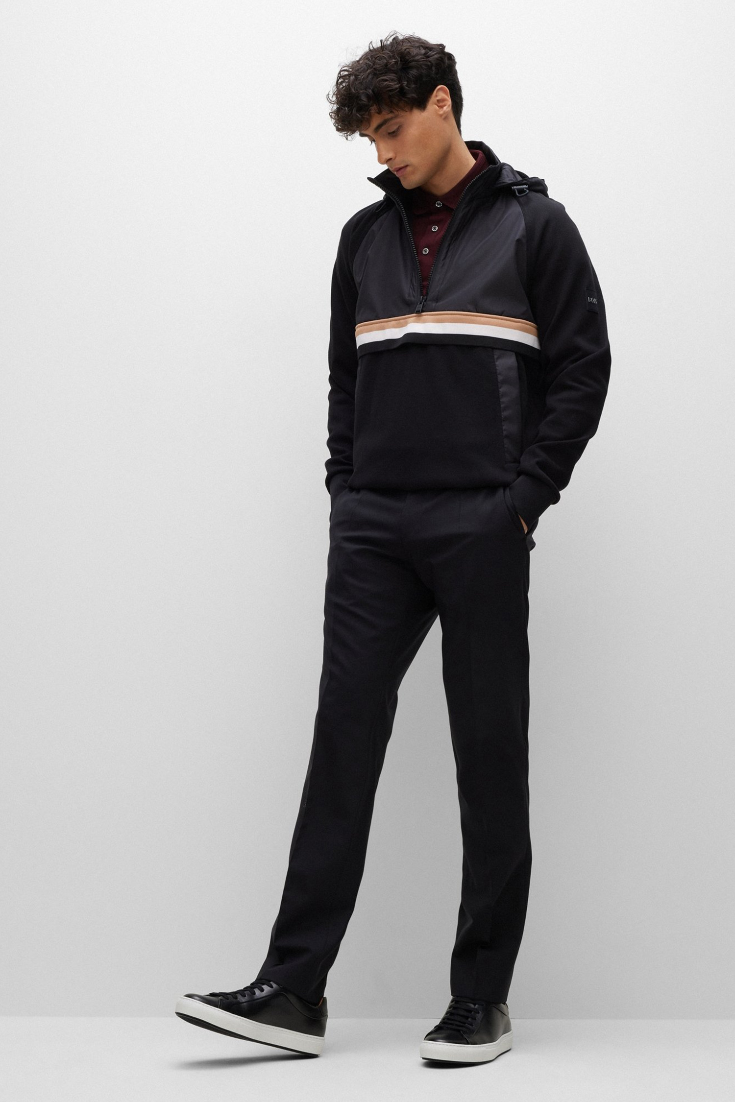 Чоловічі чорні шкіряні снікерси BOSS 50472128;002