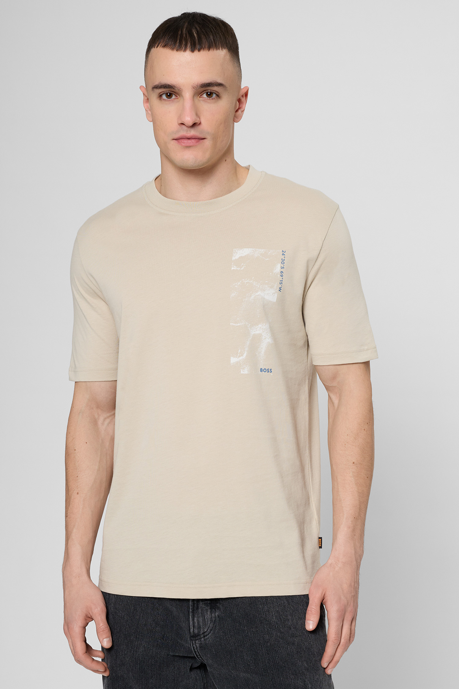 Мужская бежевая футболка BOSS 50539179;271