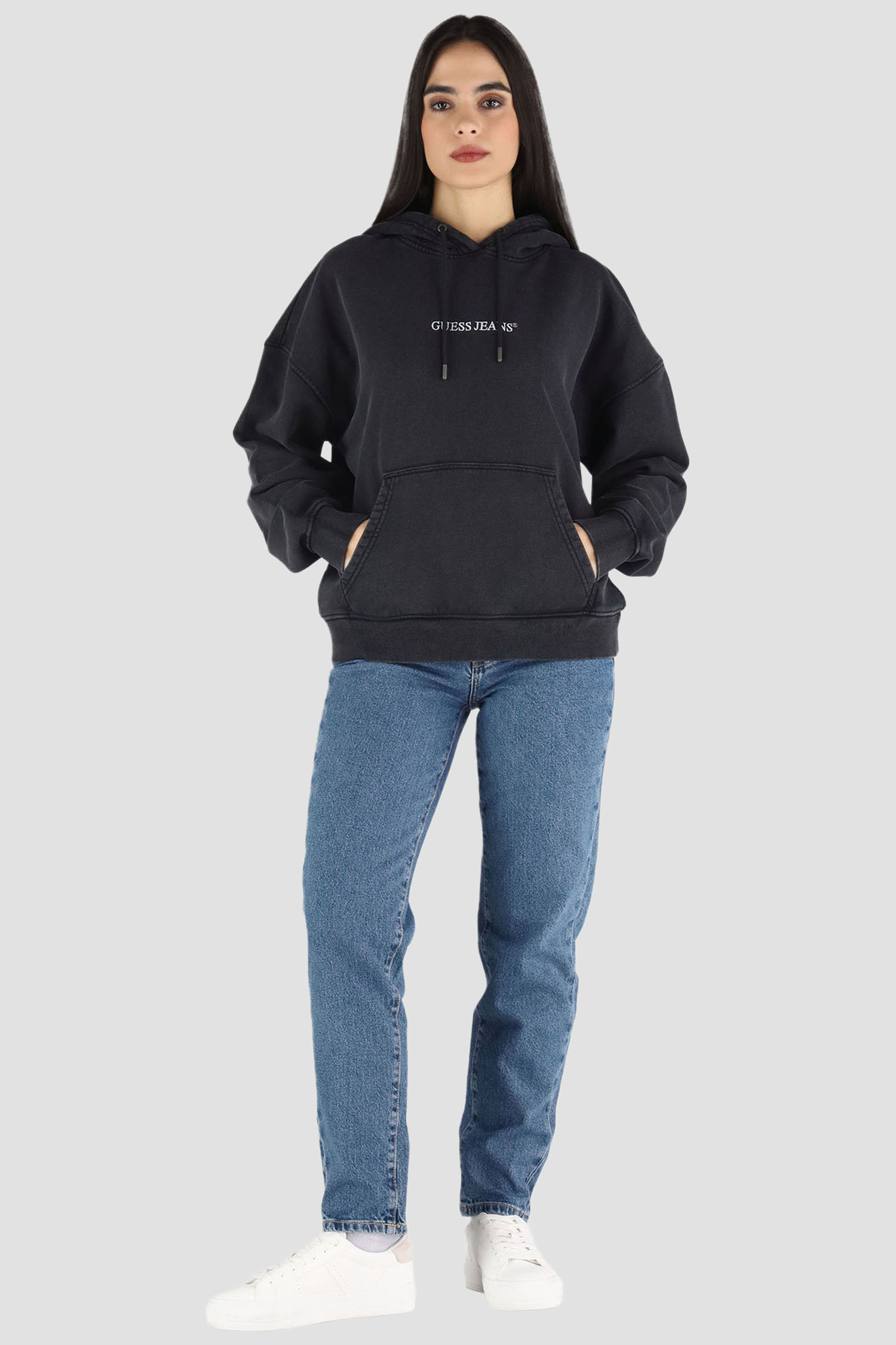 Жіноче темно-сіре худі Guess Jeans W5BQ15.KCPR1;JTMU