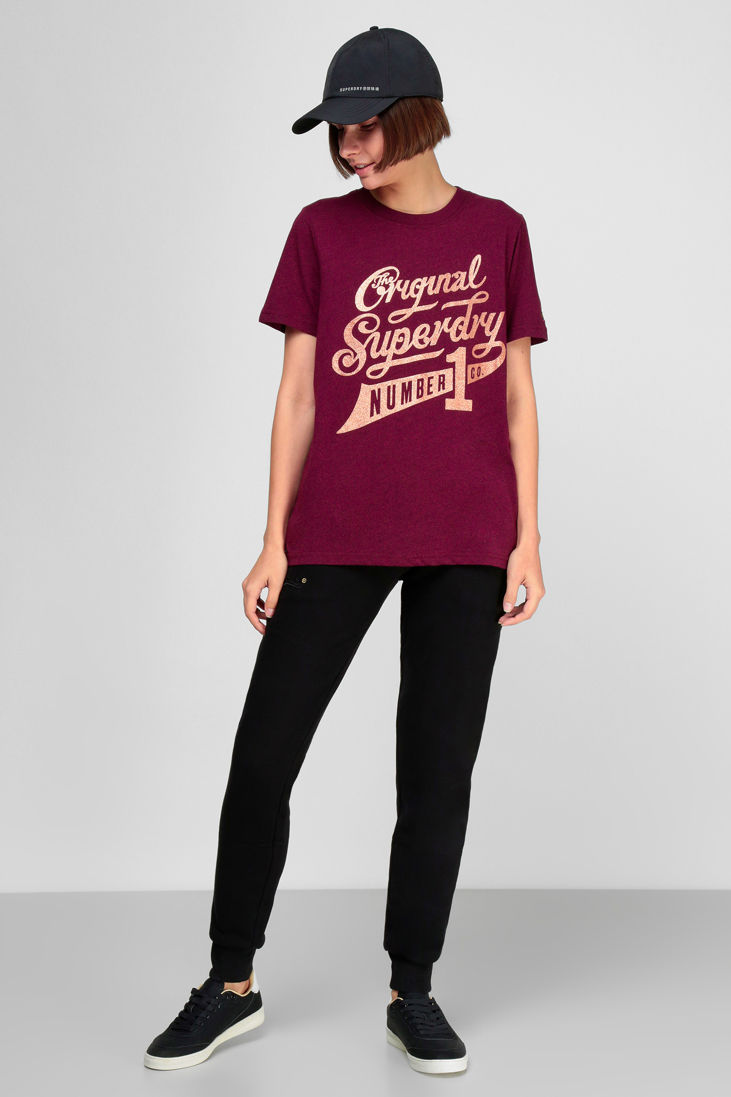Женская бордовая футболка SuperDry W1010331A;UJ7