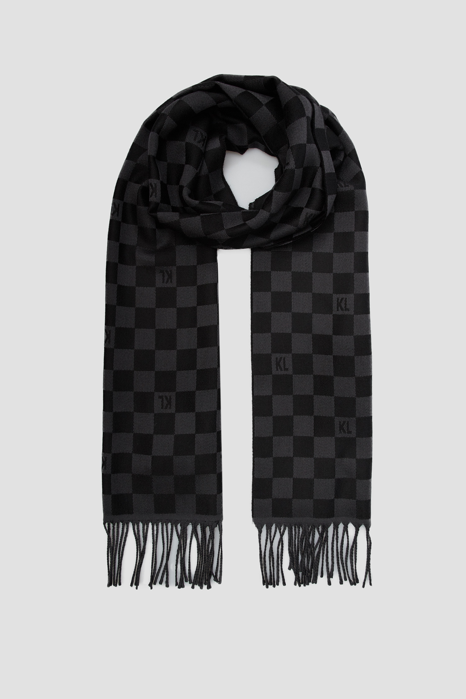Мужской шерстяной шарф в клетку black Karl Lagerfeld 512131.805001;990