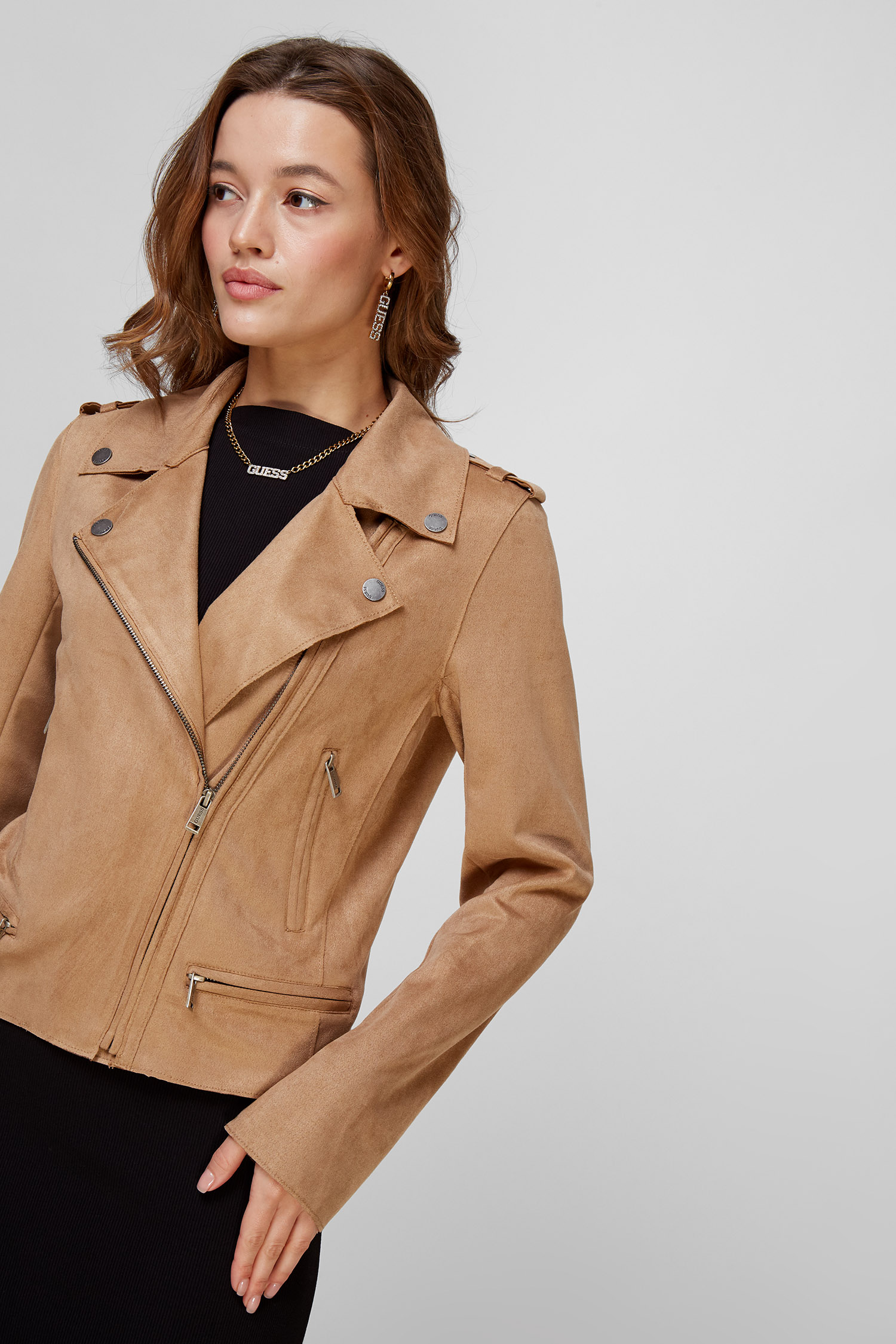 Женская бежевая косуха Guess W2RL20.WEGB2;G1DQ