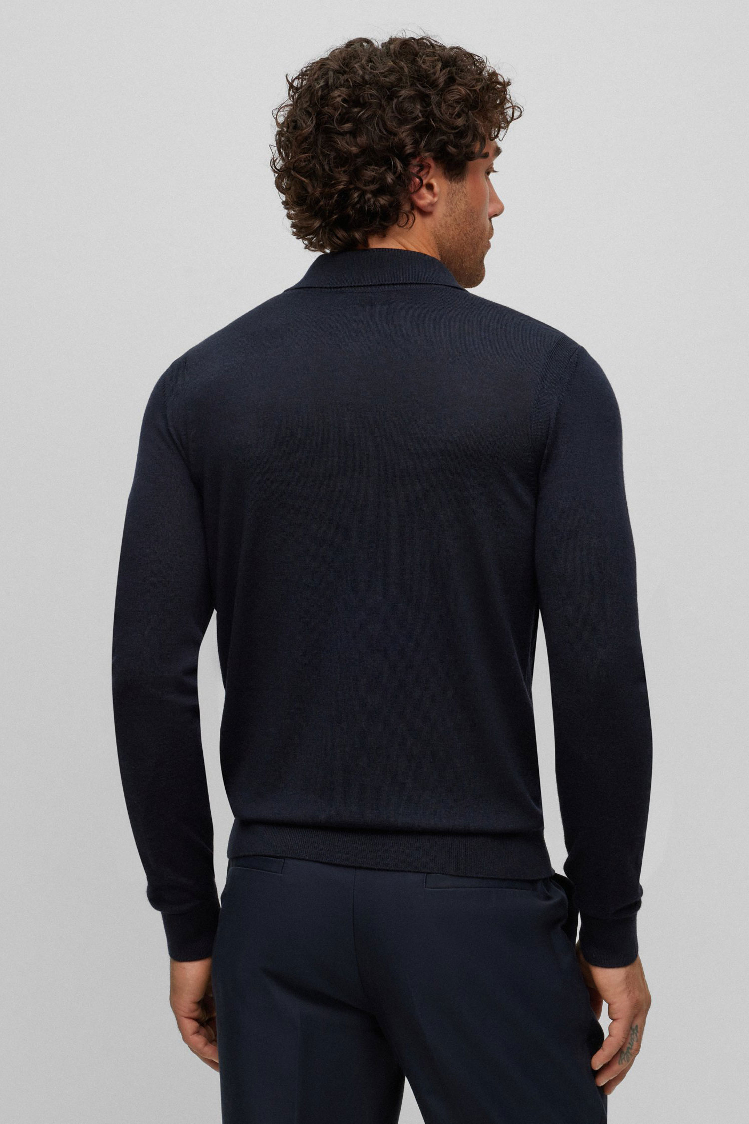 Чоловіче темно-синє вовняне поло BOSS 50496945;404