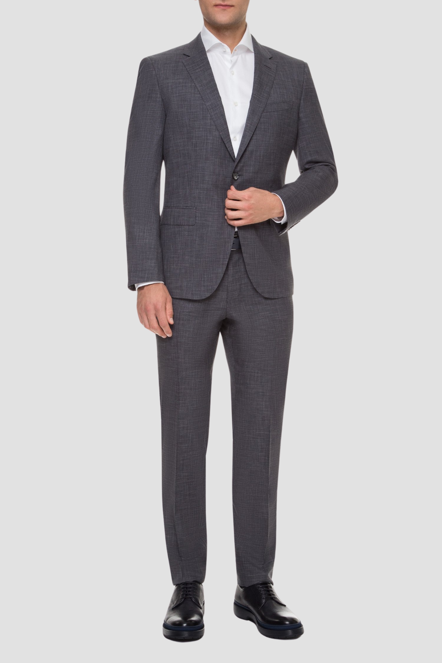 Мужской серый шерстяной костюм (пиджак, брюки) BOSS 50411995;030