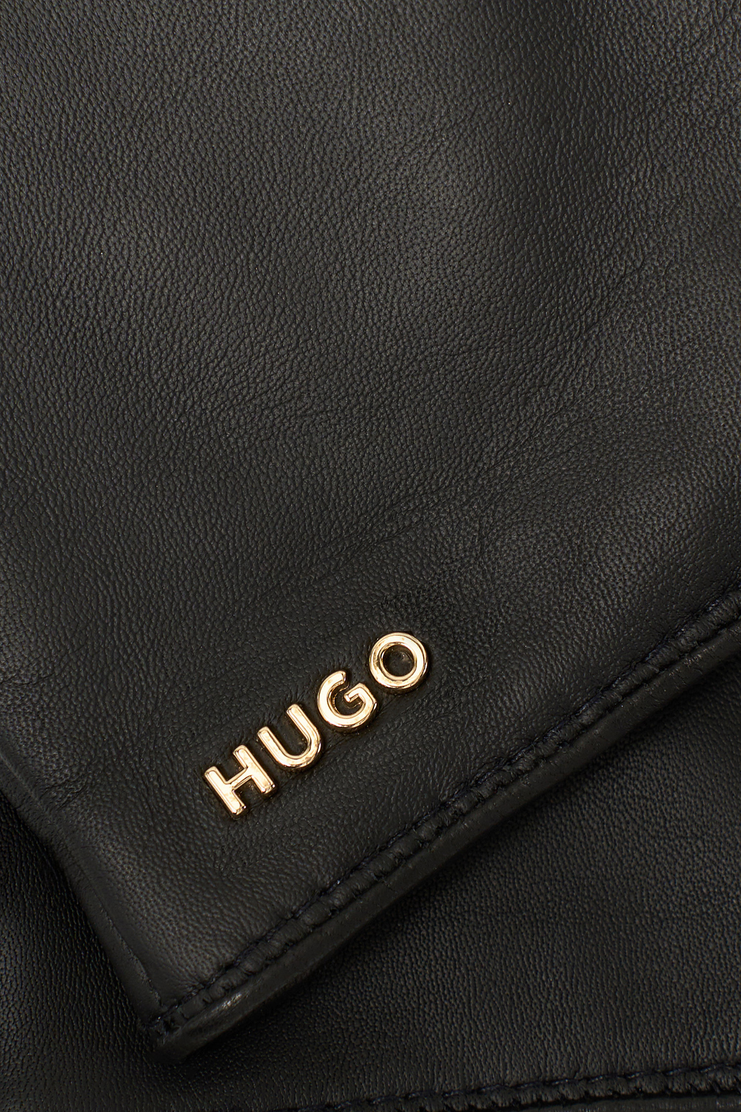 Женские черные кожаные перчатки HUGO 50572321;001