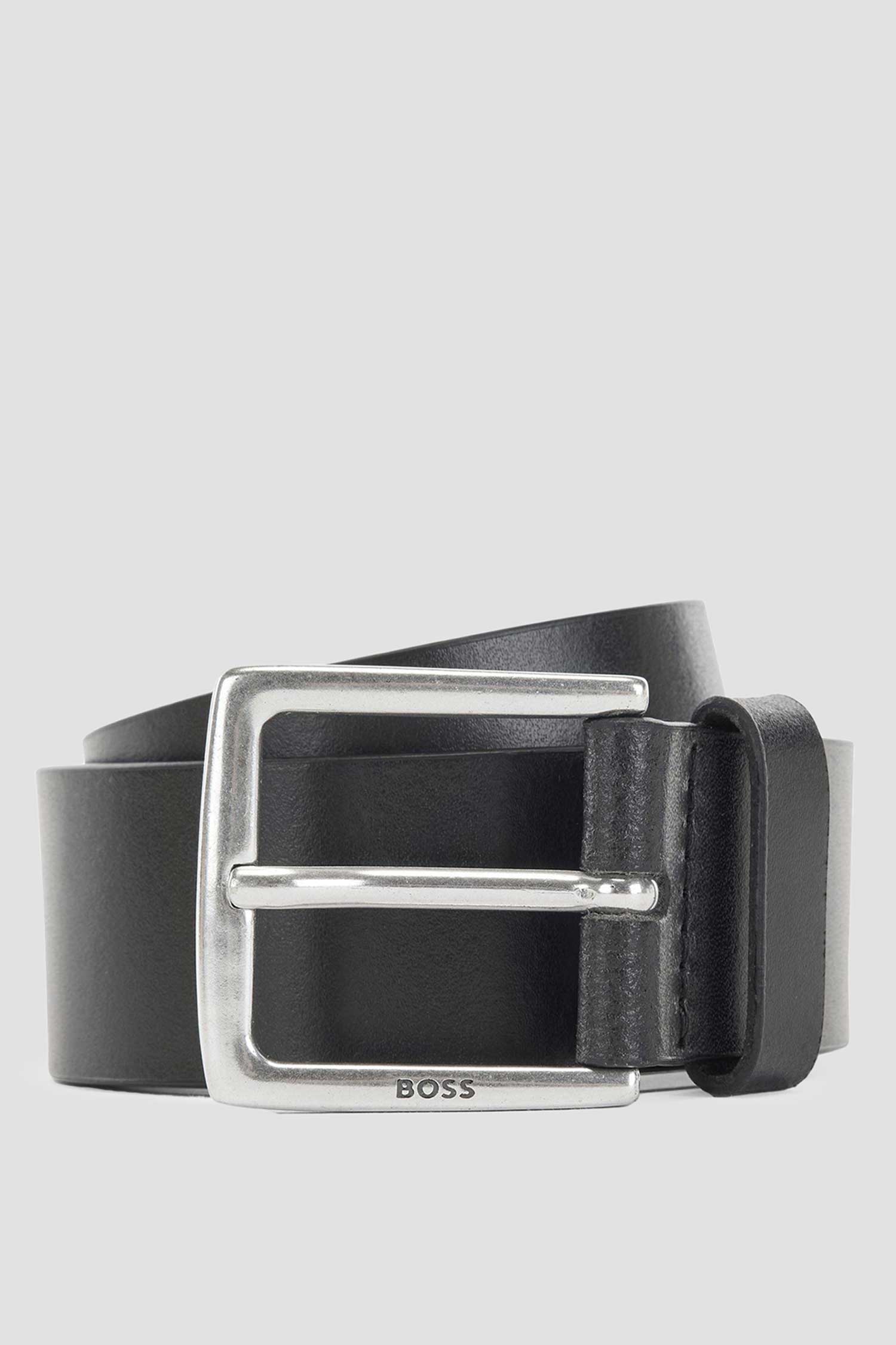 Мужской черный кожаный ремень BOSS 50475296;001