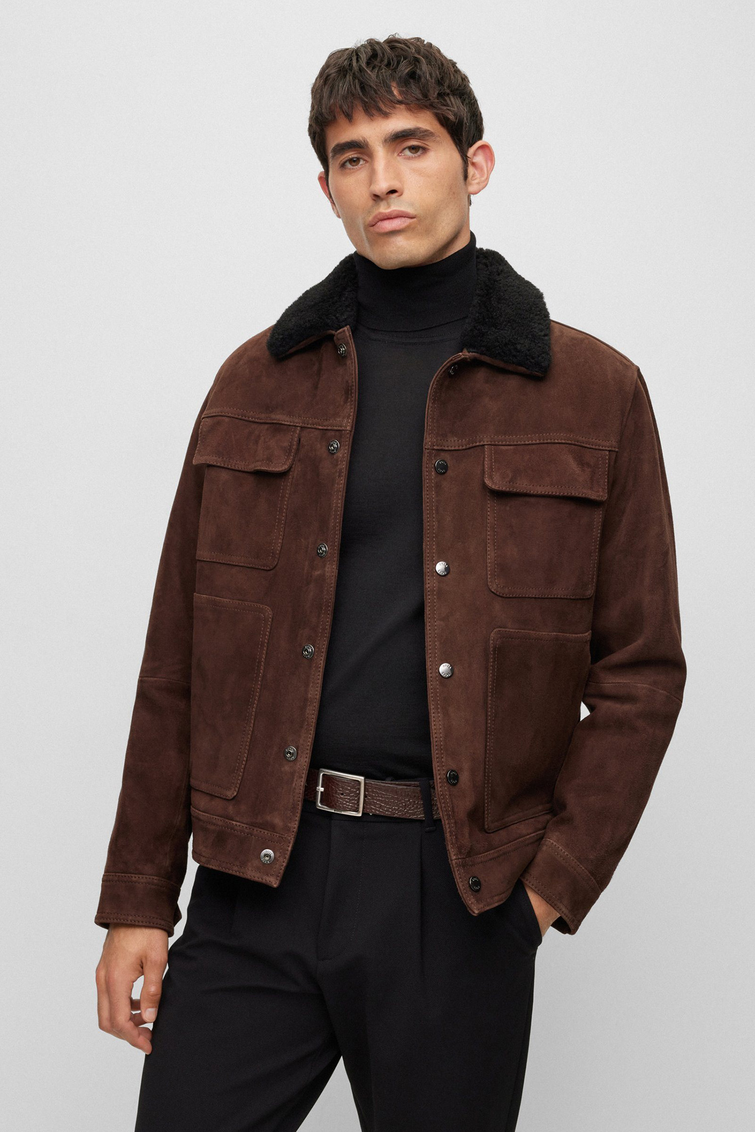 Чоловічий коричневий шкіряний ремінь BOSS 50481028;202