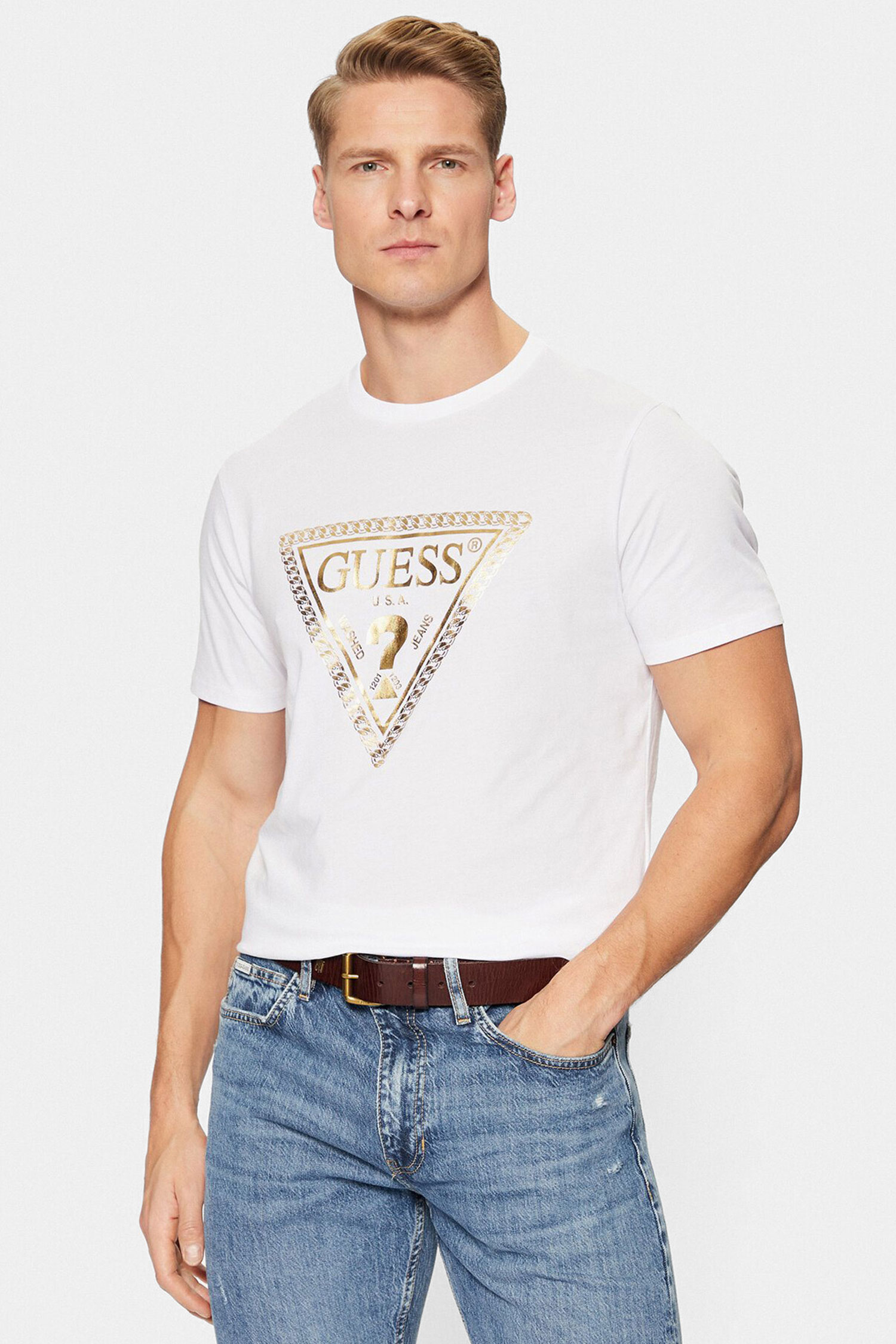 Чоловіча біла футболка Guess M5RI49.K9RM1;G011