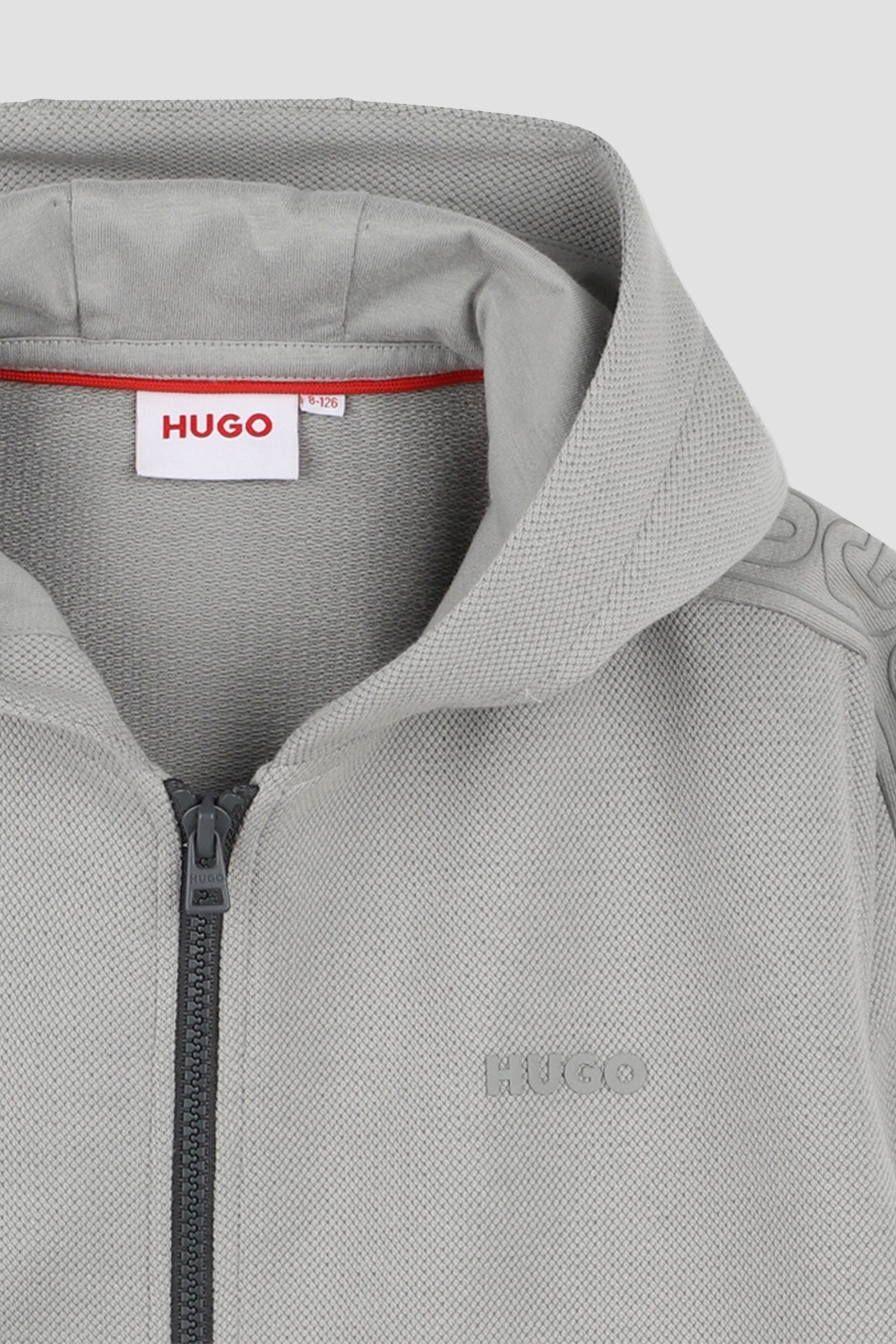 Детская серая кофта на молнии HUGO kids G00360;03F