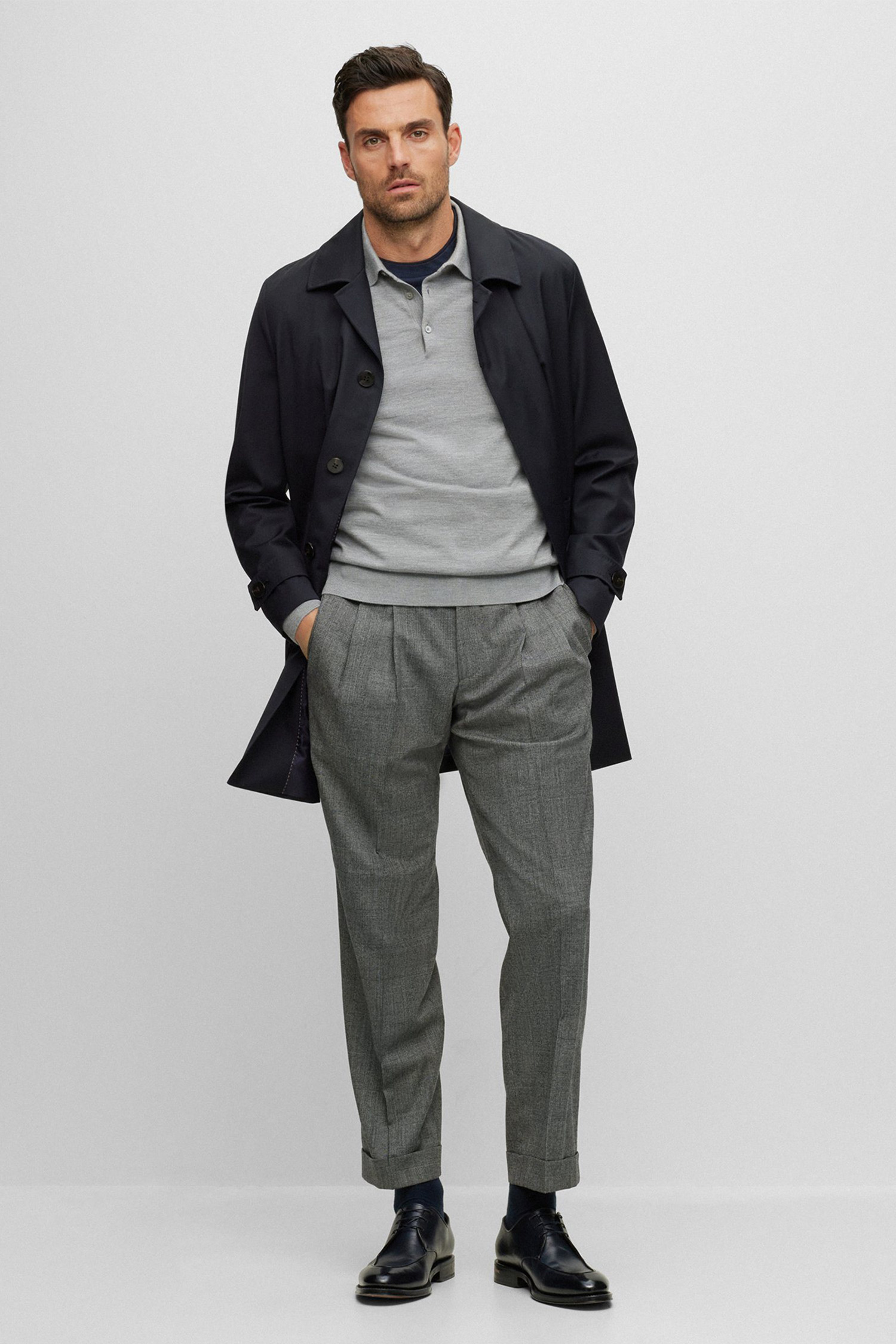 Чоловічі сірі вовняні брюки BOSS 50499657;041