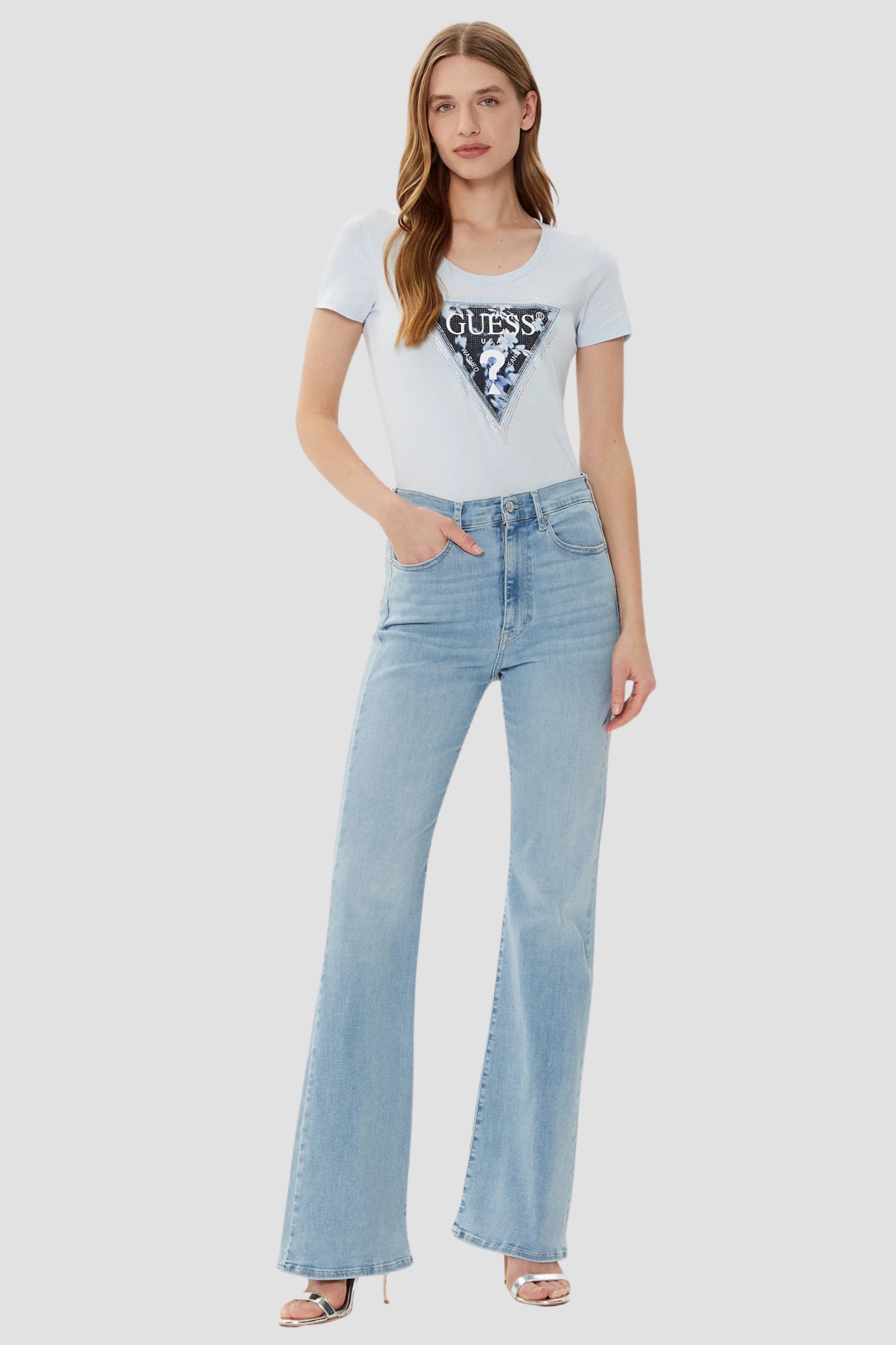 Женская голубая футболка Guess W5RI00.J1314;G7S1