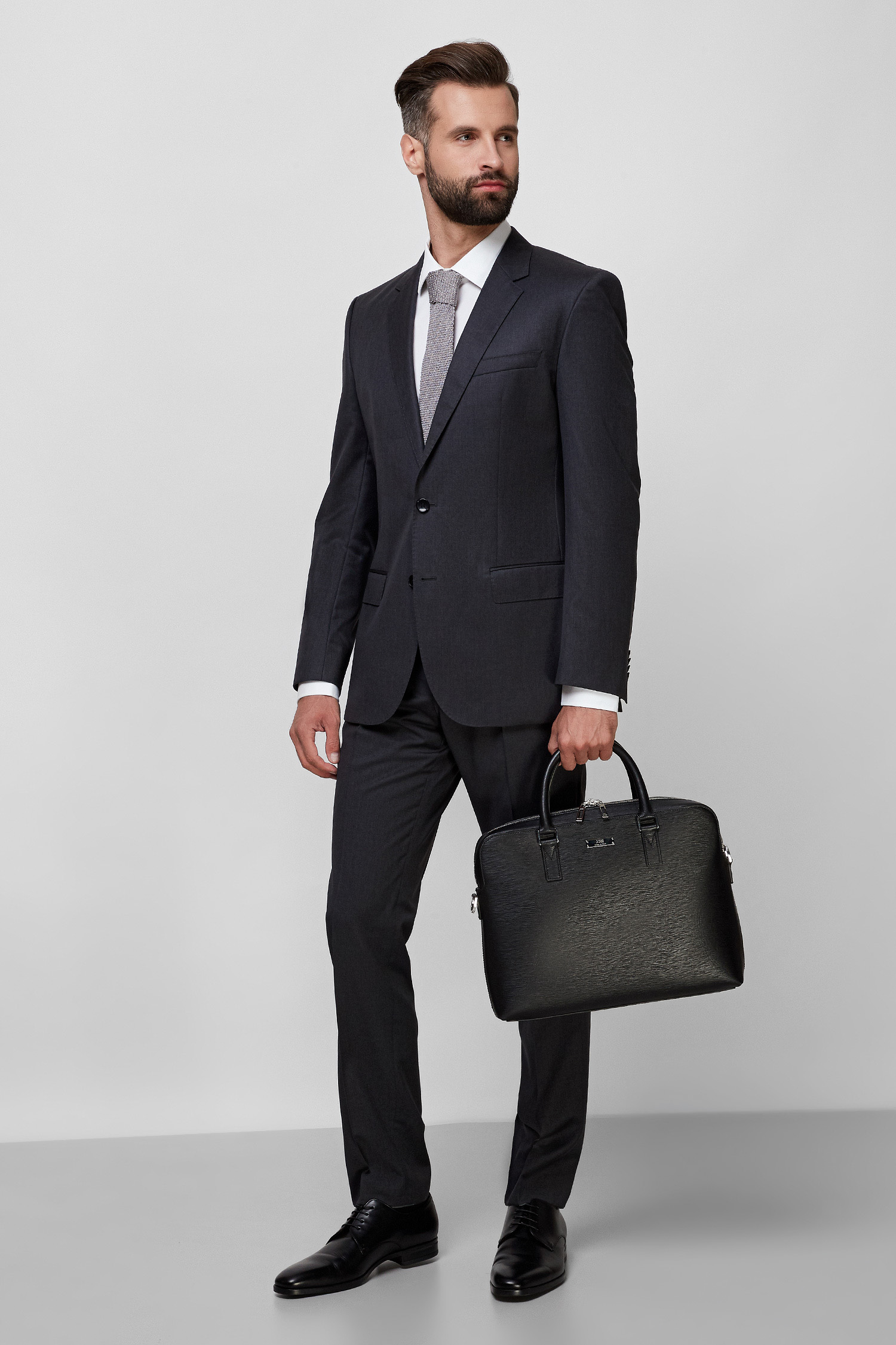 Мужской серый шерстяной костюм (пиджак, брюки) BOSS 50318498К;021
