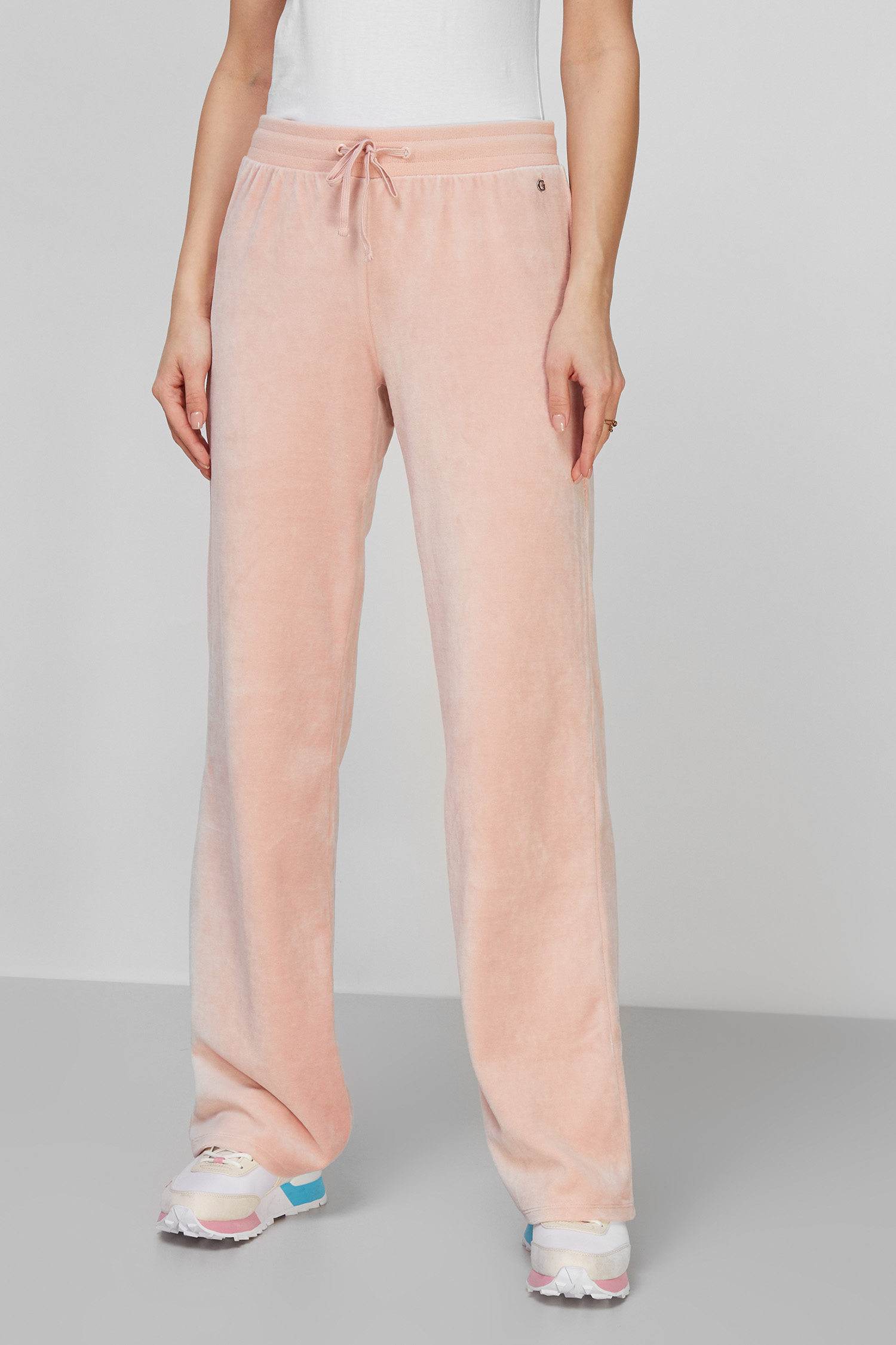 Женские персиковые велюровые спортивные брюки Guess W1BQ12.K9DT1;G6M1