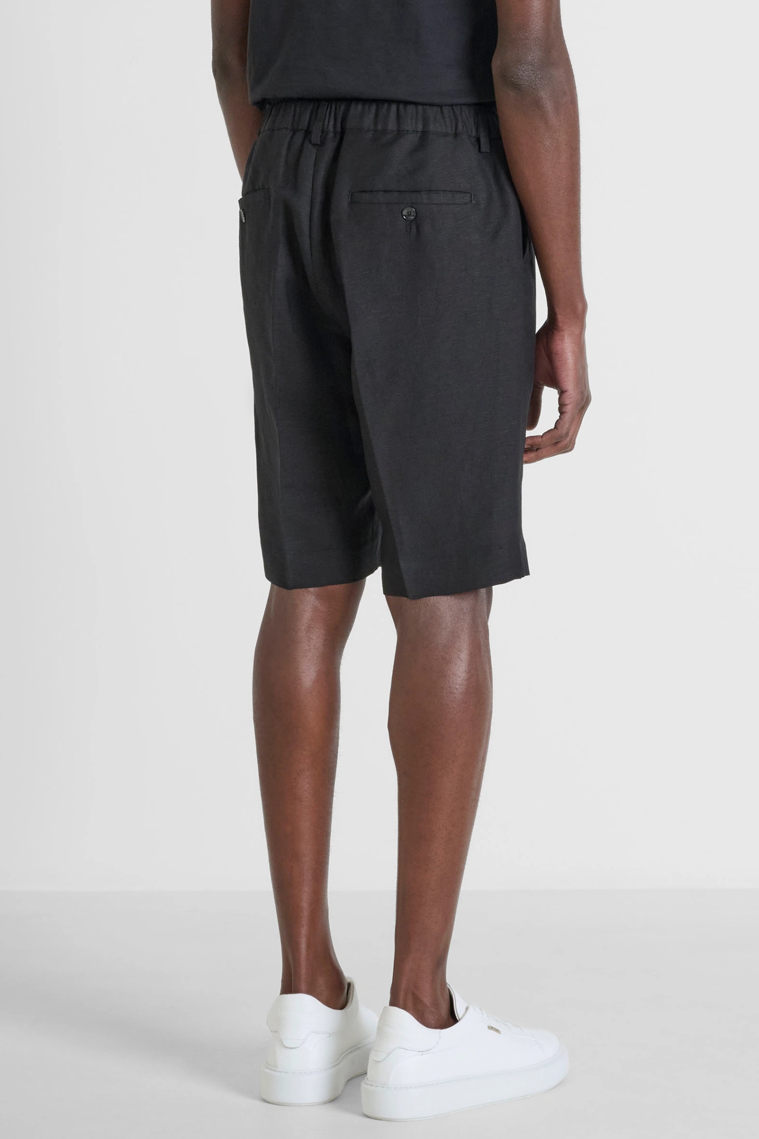 Мужские черные льняные шорты Antony Morato MMSH00214.FA900135;9000