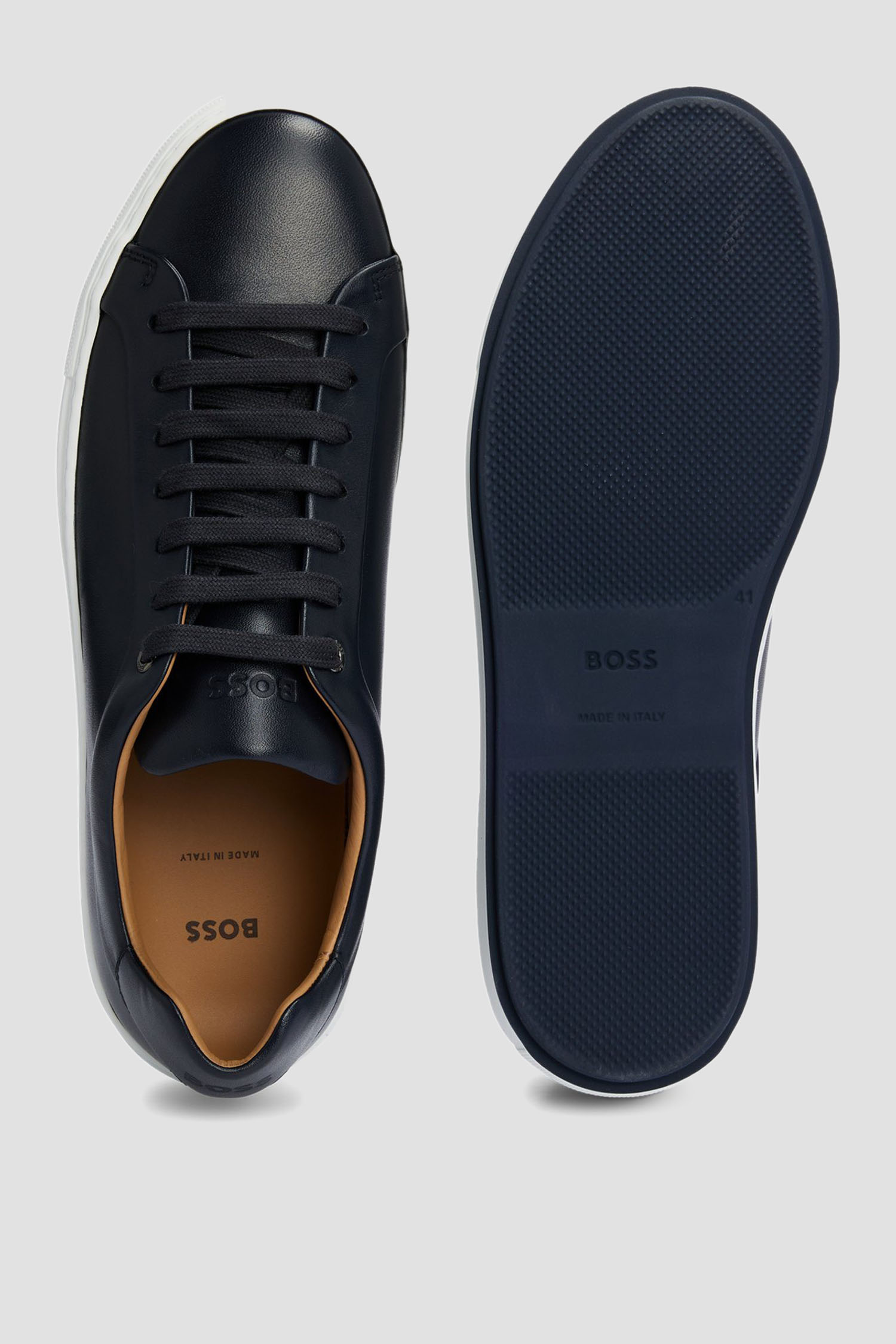 Мужские темно-синие кожаные сникерсы BOSS 50499798;401