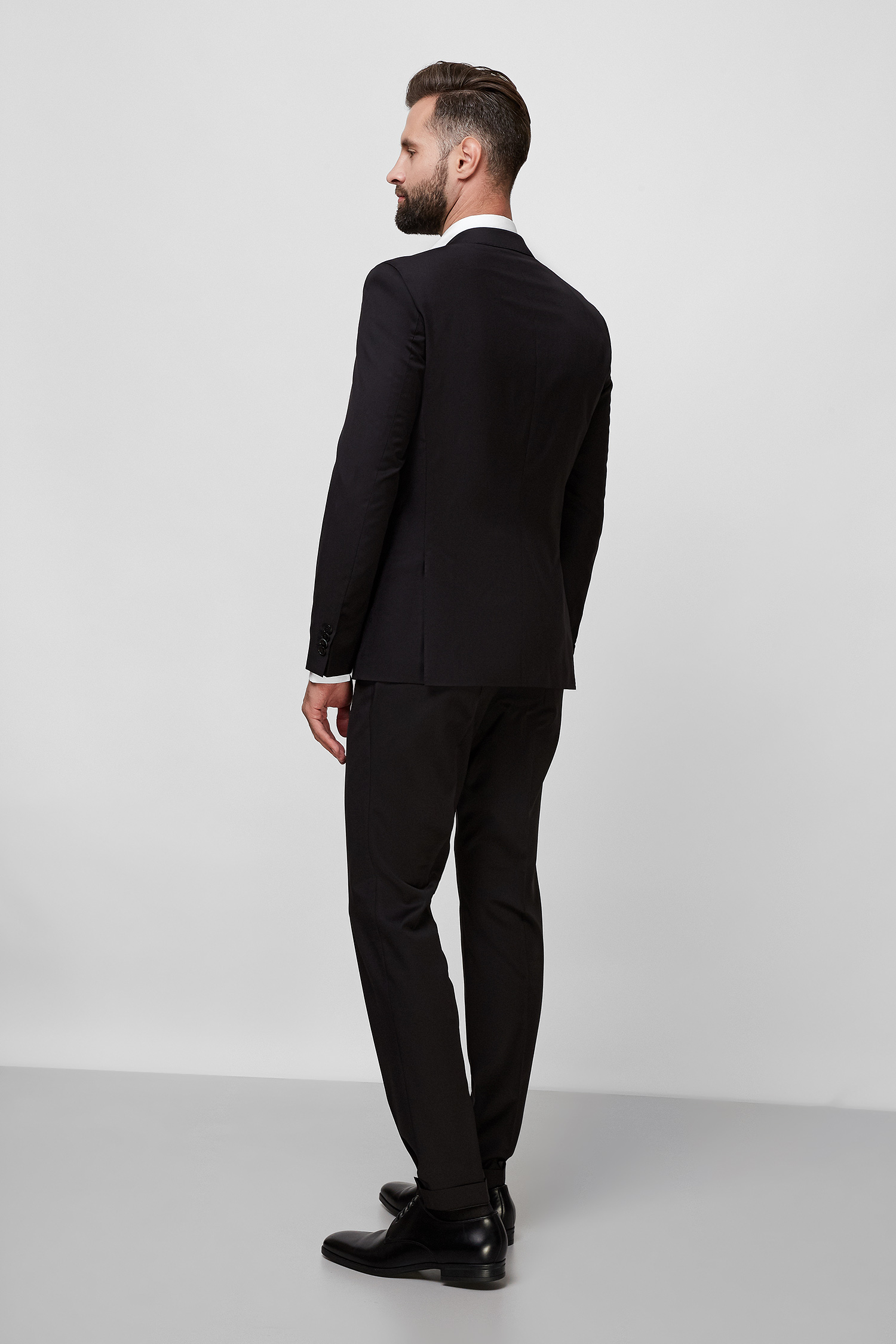 Чоловічий чорний вовняний костюм (піджак, брюки) BOSS 50318525К;001