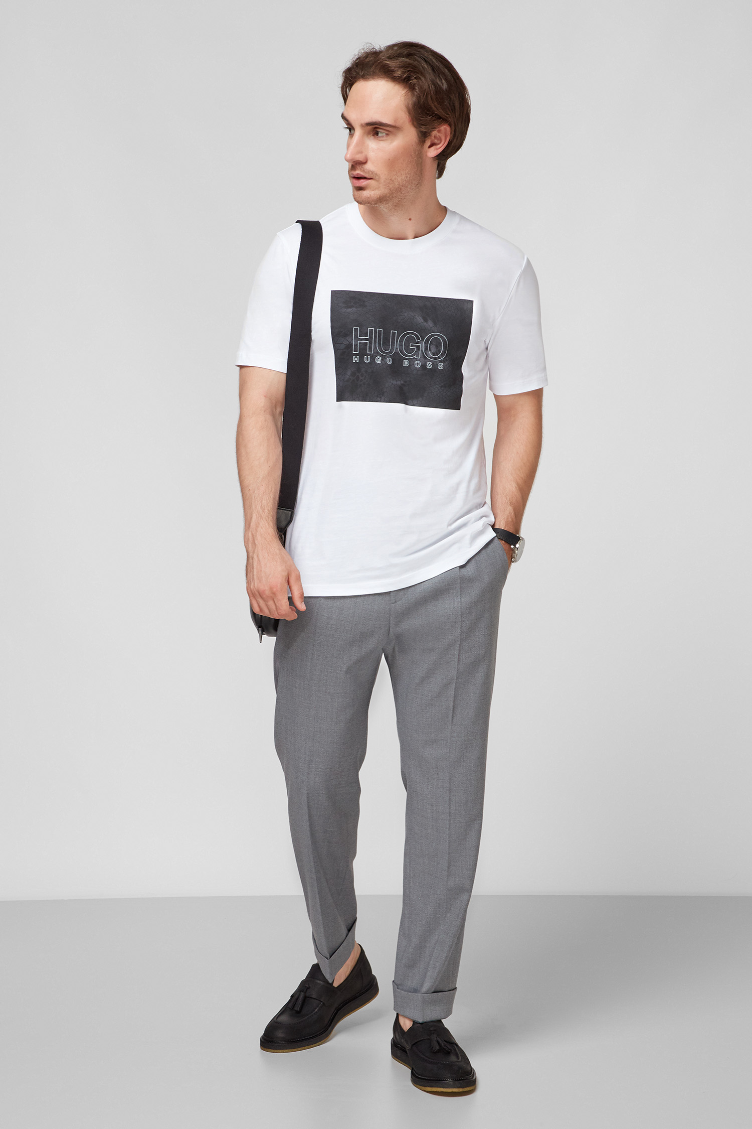 Мужские серые шерстяные брюки HUGO 50456453;036