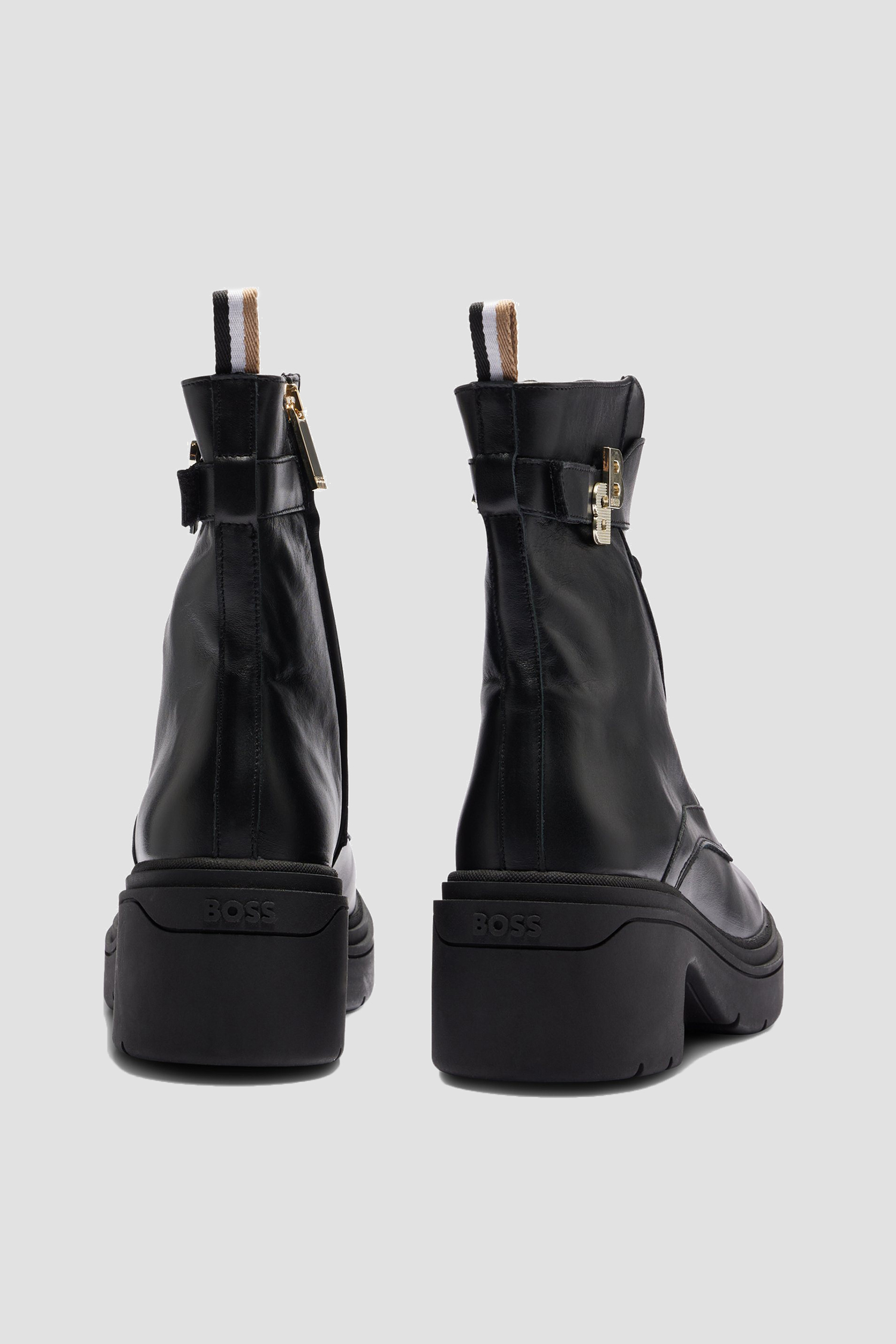 Женские черные кожаные ботинки BOSS 50503747;001