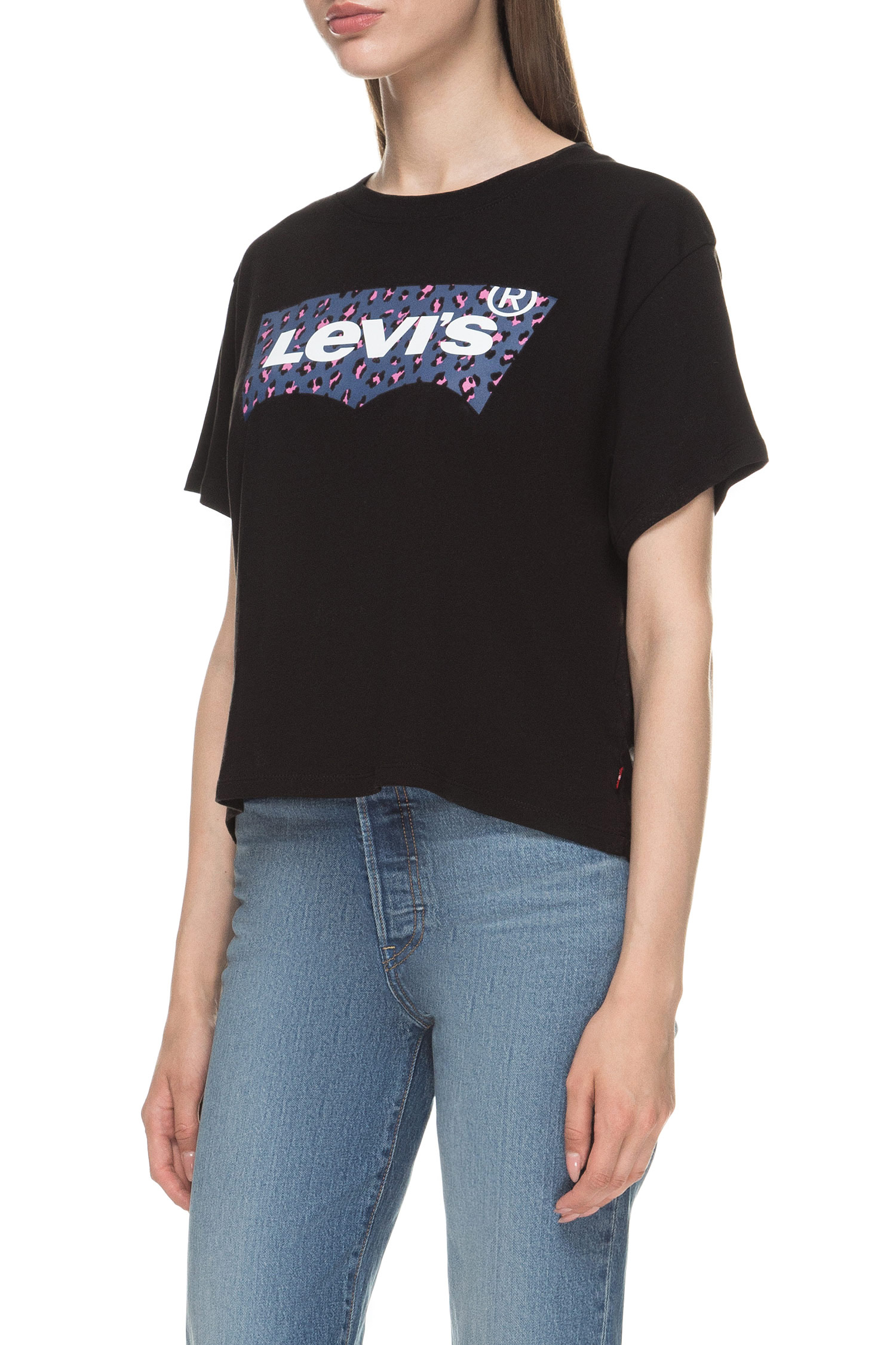 Женская черная футболка с принтом Levi’s® 69973;0049