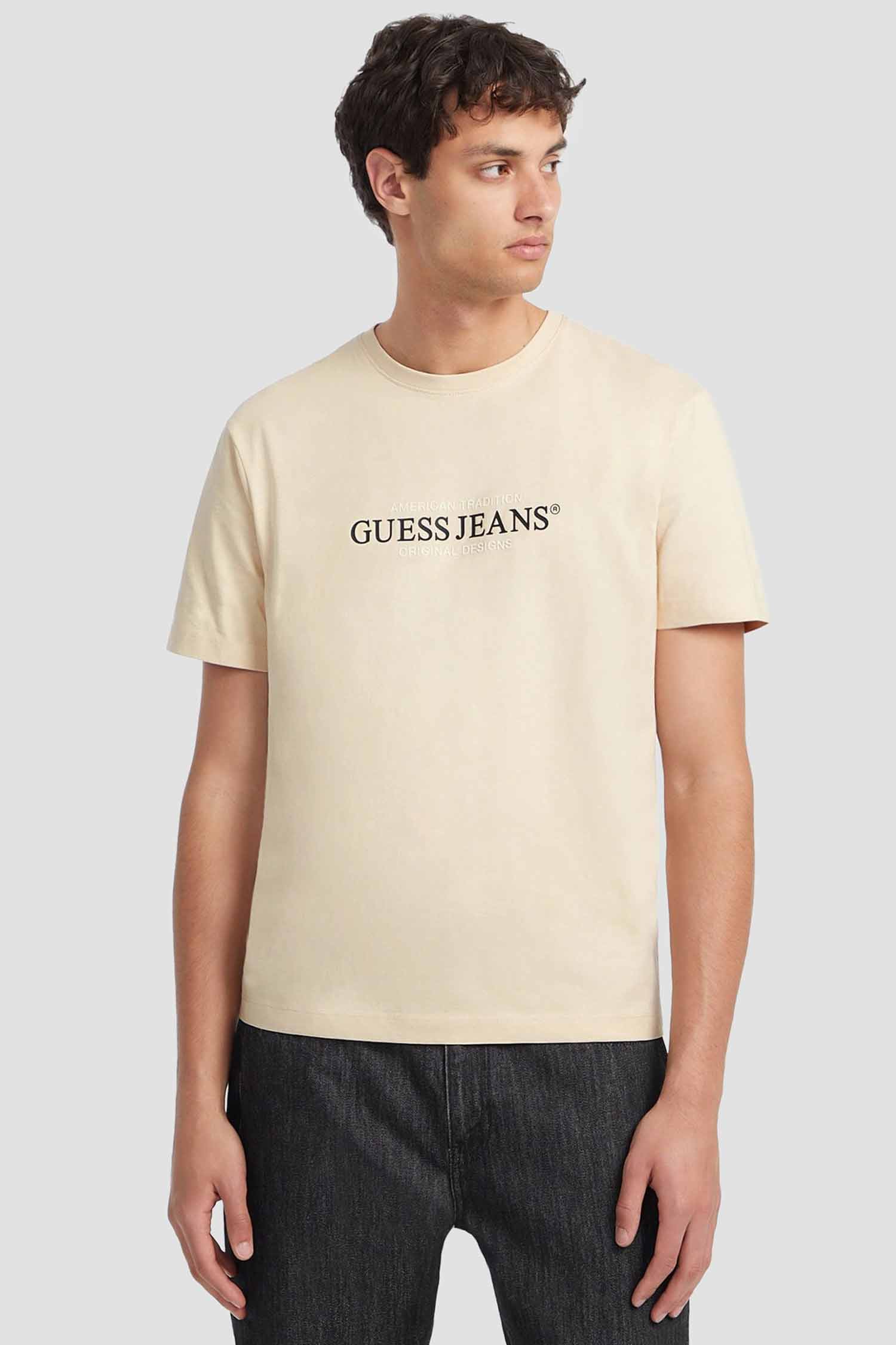 Мужская бежевая футболка Guess Jeans M4YI42.K8FQ4;G1W7