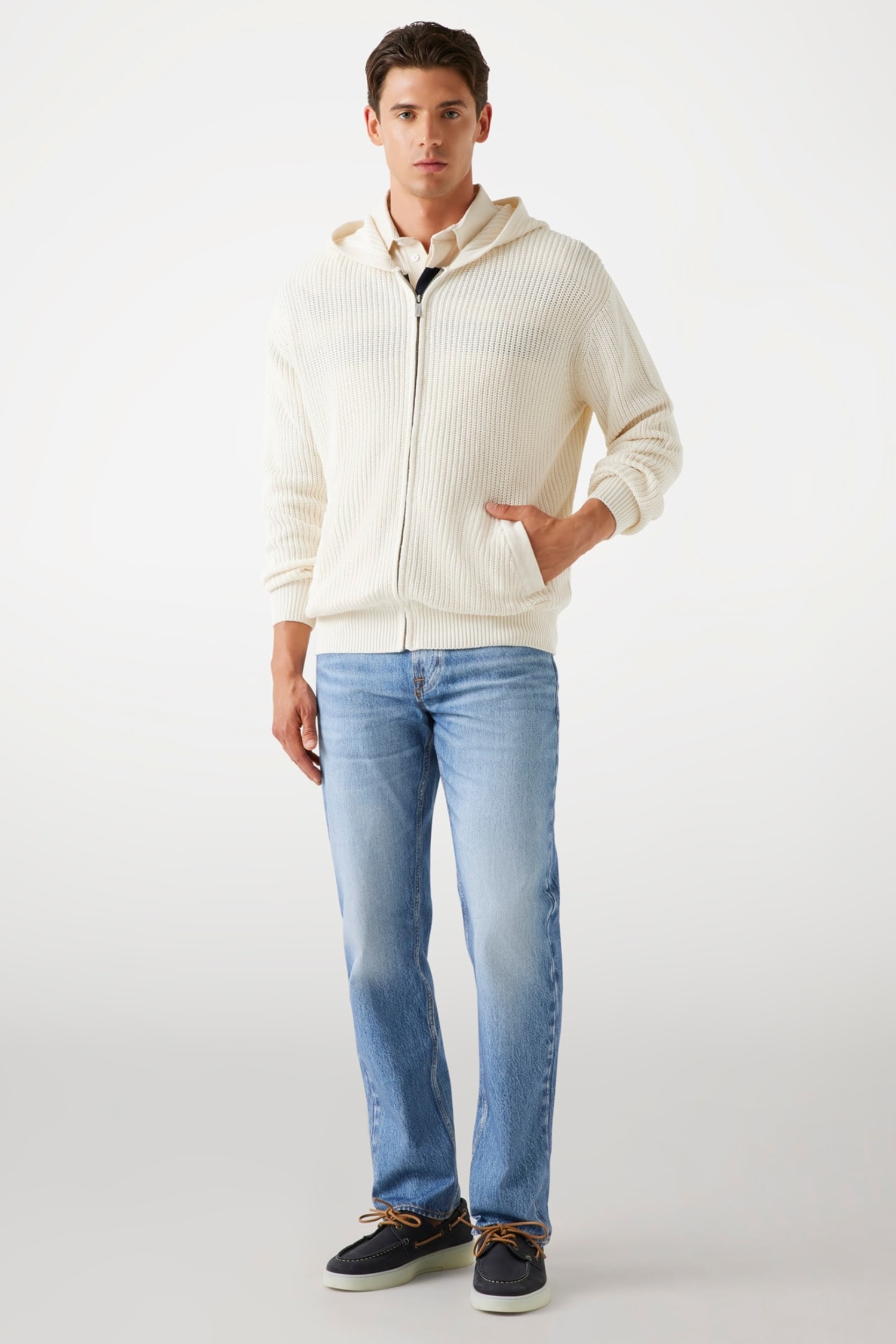 Чоловіча біла кофта на блискавці Guess M5YR03.Z3FB1;G047