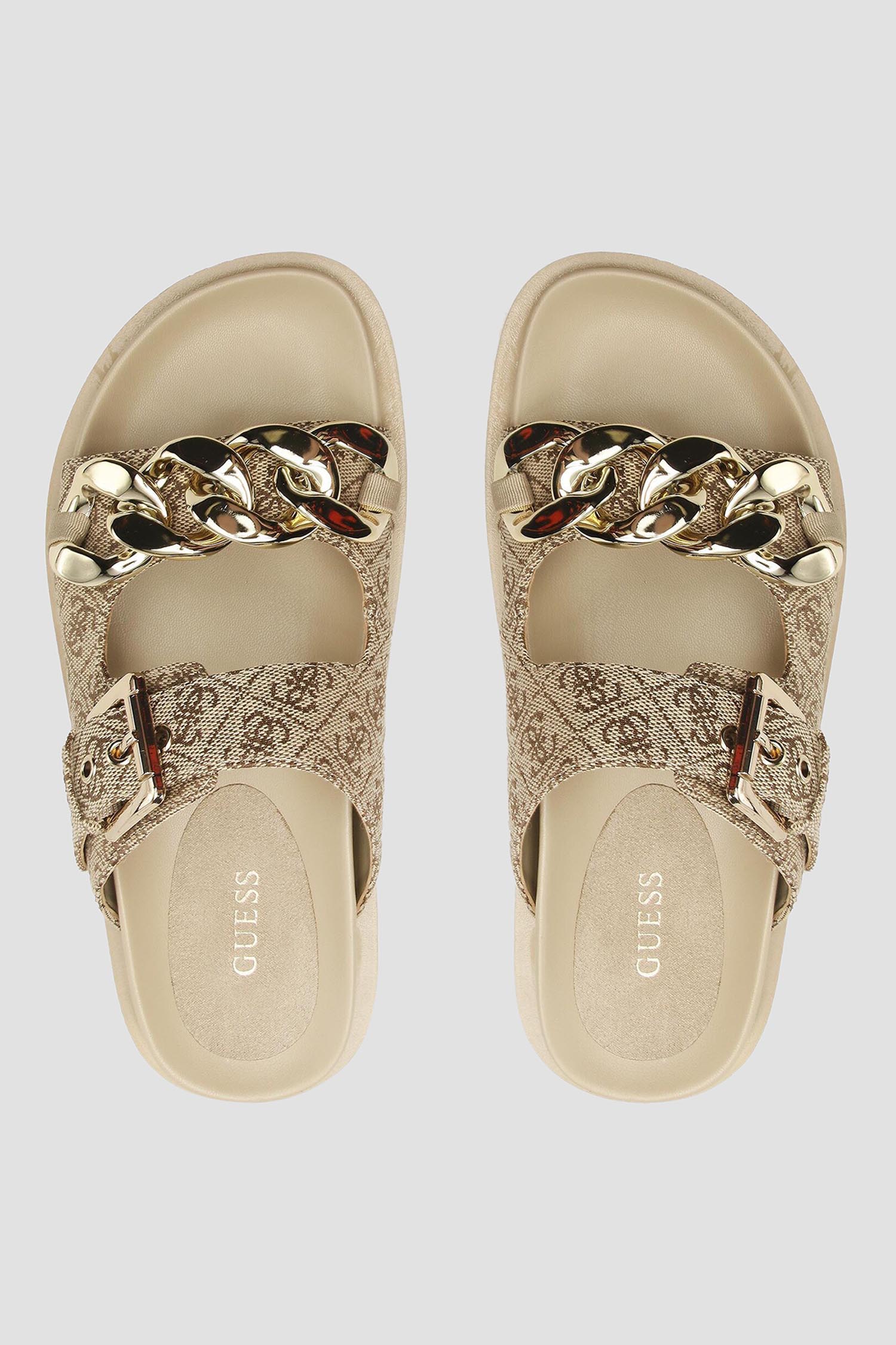 Женские бежевые слайдеры с узором Guess FL6FT2.FAL03;BEIBR