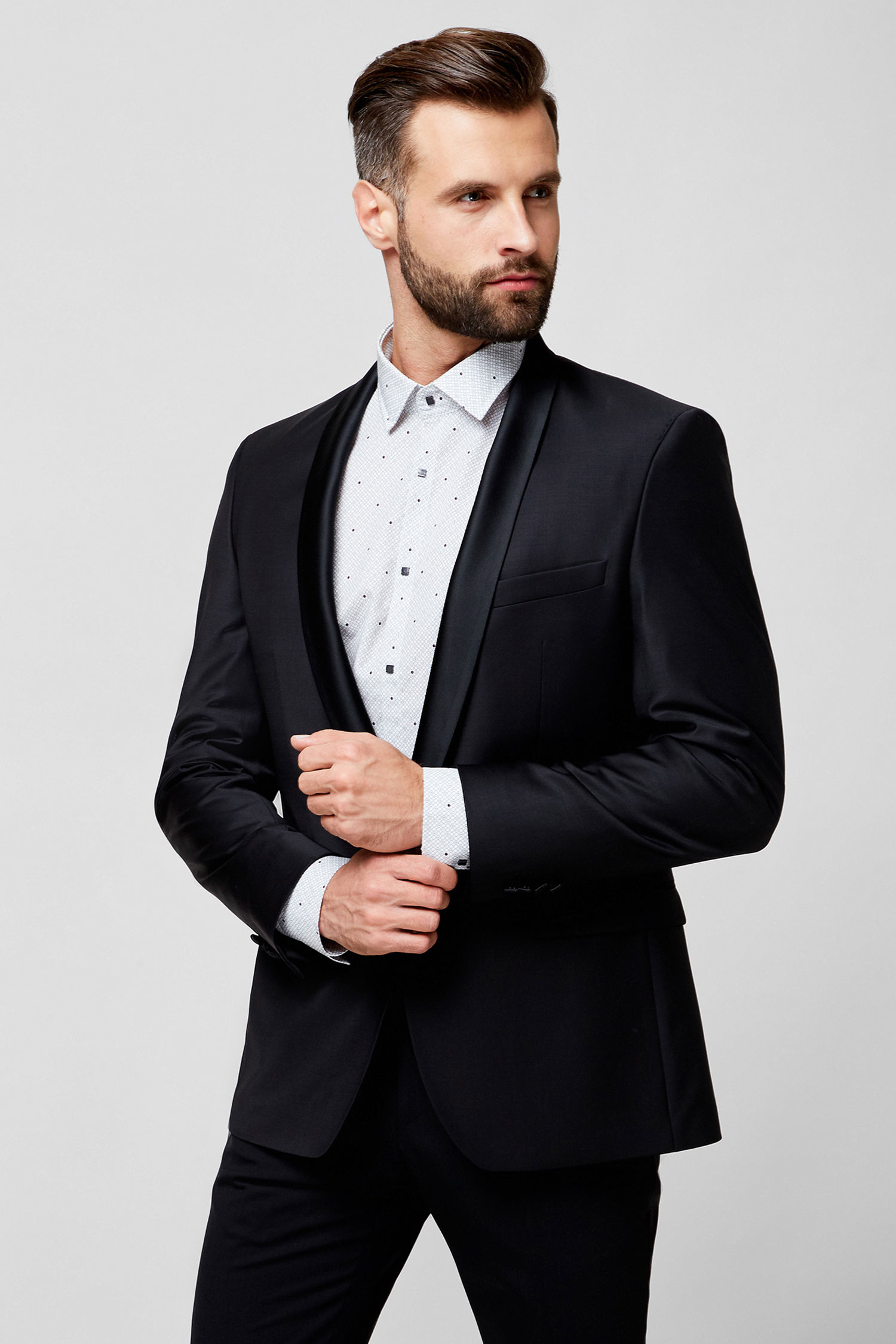 Мужской черный шерстяной пиджак Karl Lagerfeld 500096.155225;990