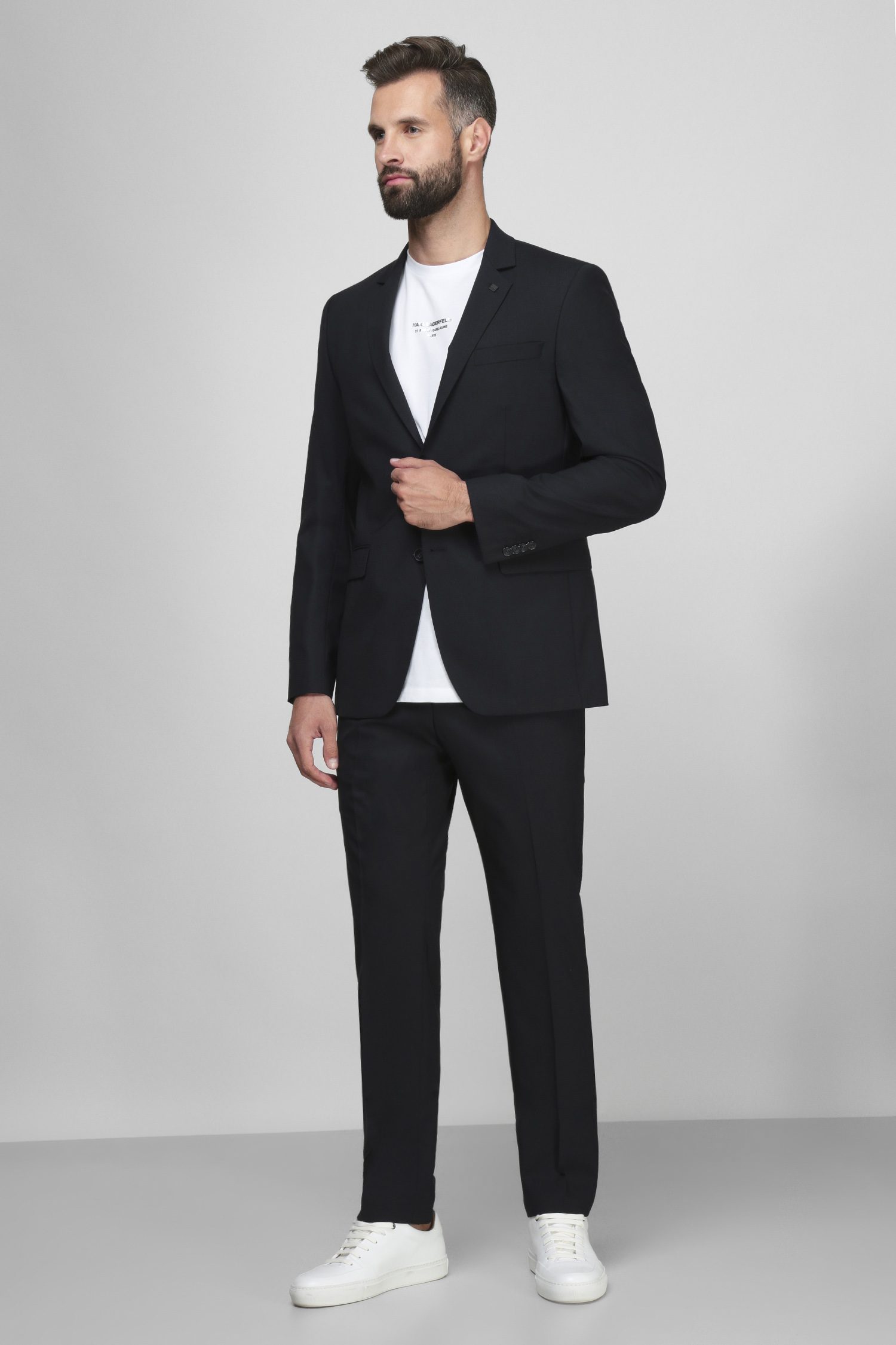 Мужской темно-синий шерстяной костюм (пиджак, брюки) Karl Lagerfeld 500099.155200К;690