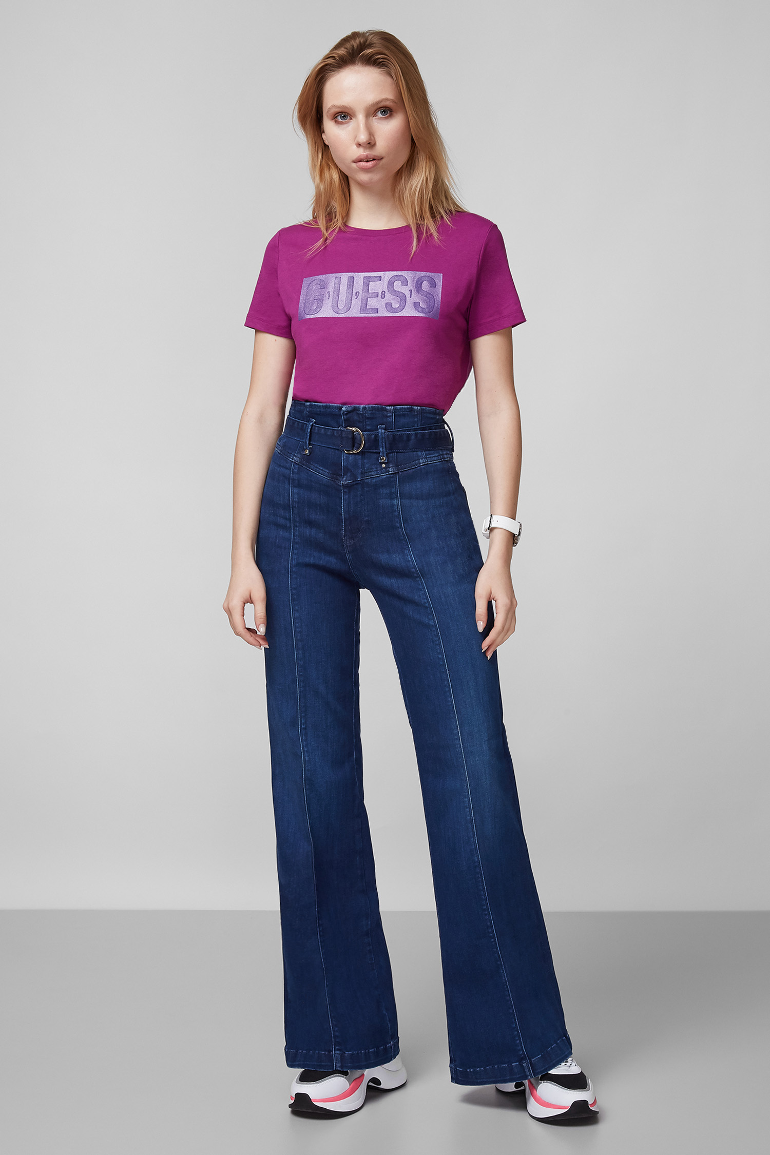 Женская фиолетовая футболка Guess W1RI05.JA900;G4O7
