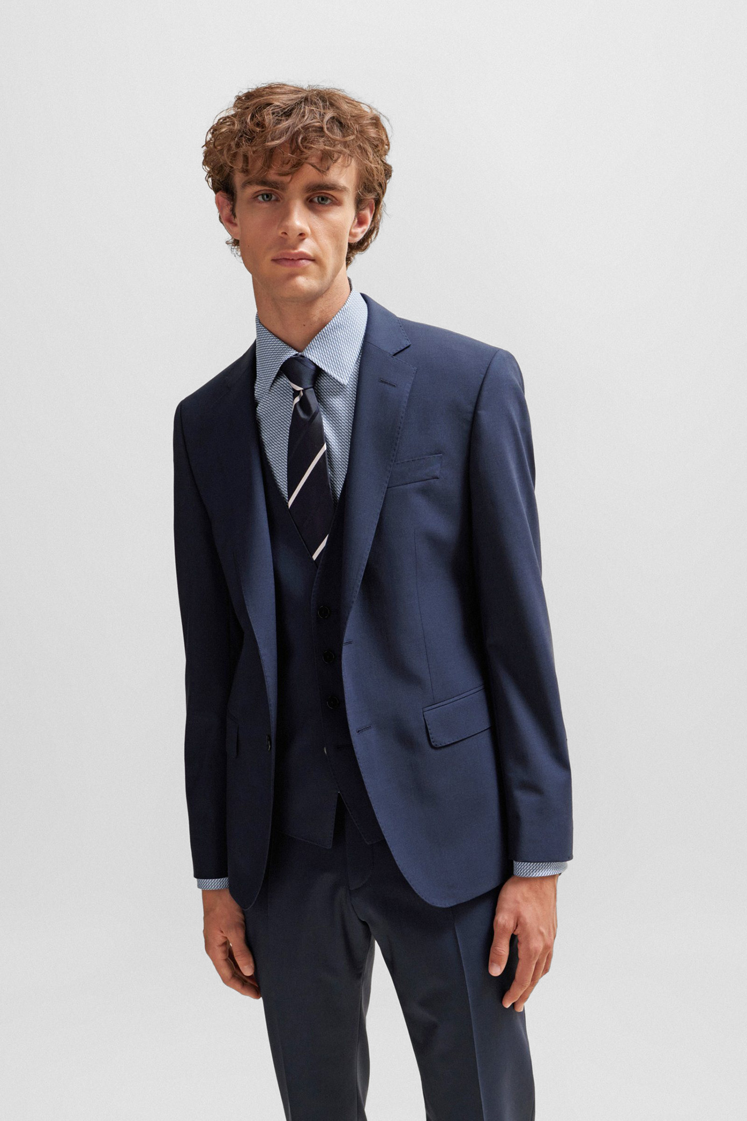 Мужская голубая рубашка с узором BOSS 50508537;479