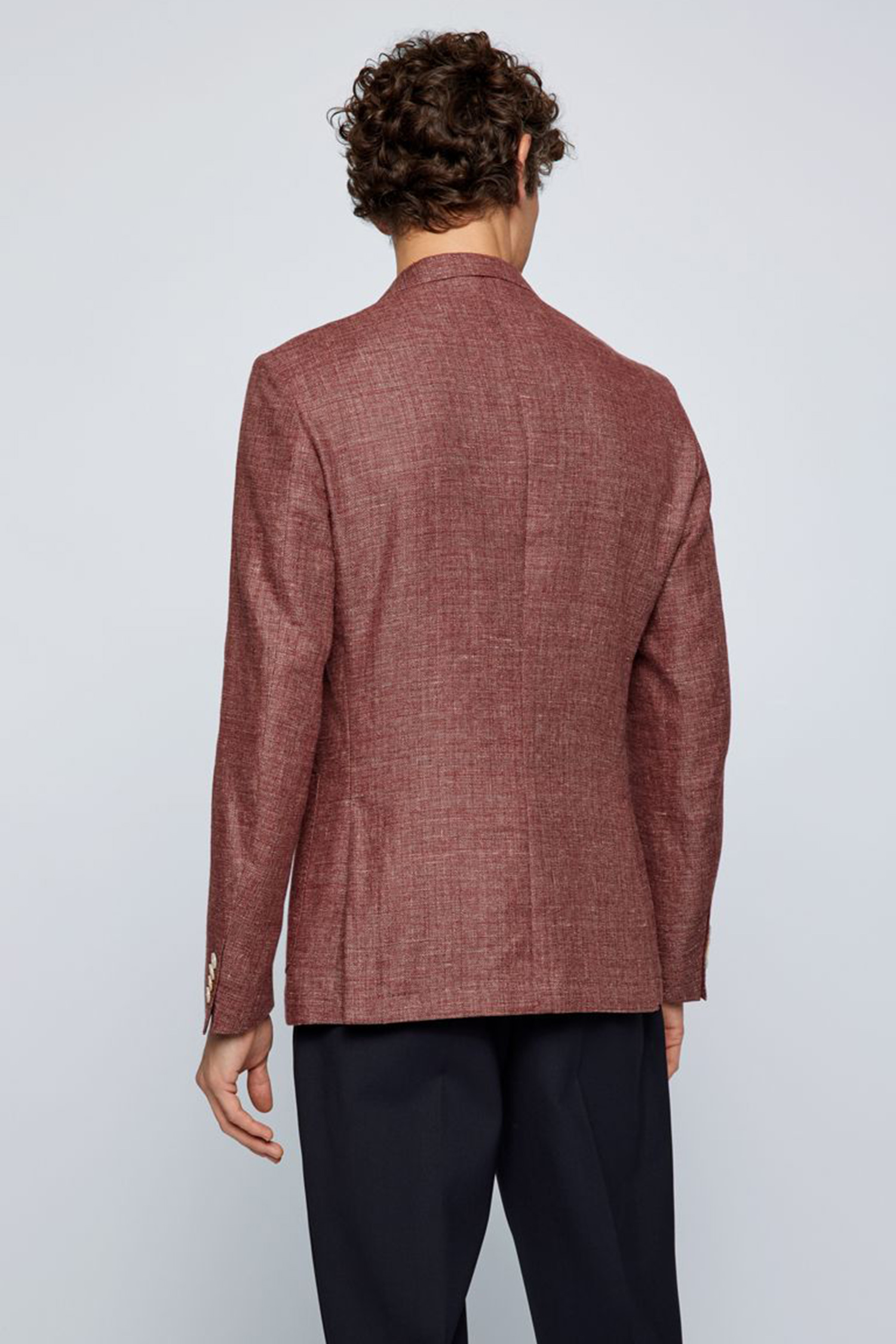 Мужской бордовый льняной пиджак BOSS 50468919;606