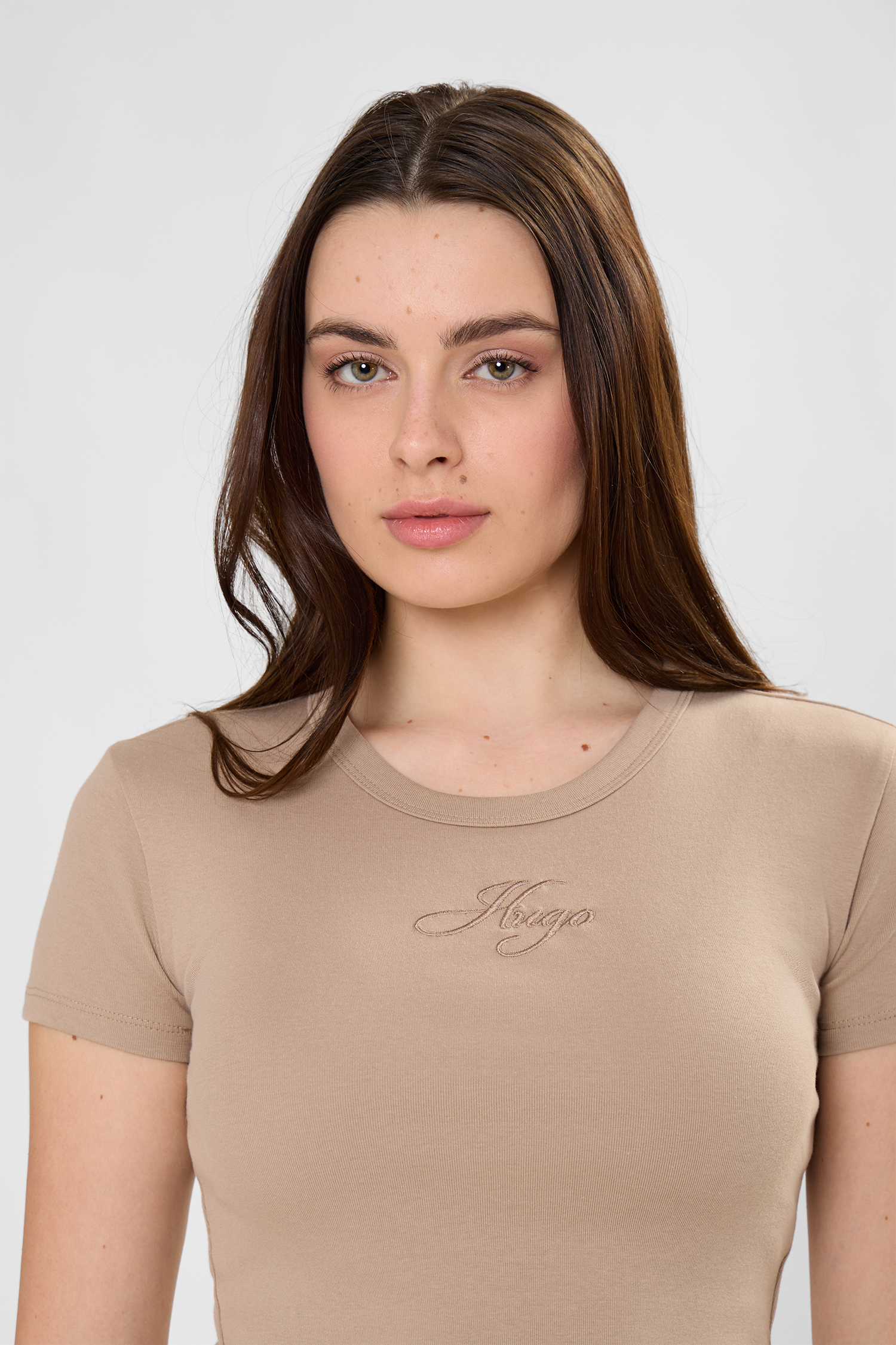 Жіноча бежева футболка HUGO 50568725;232