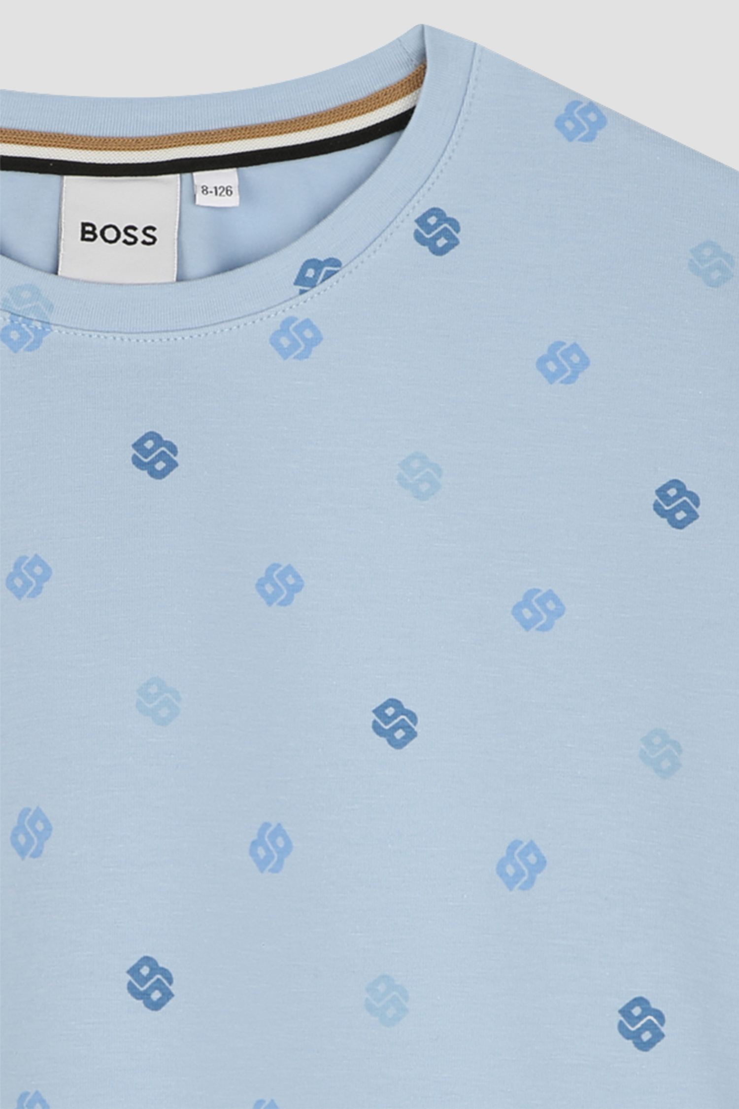 Детская голубая футболка с узором BOSS kids J52151;887