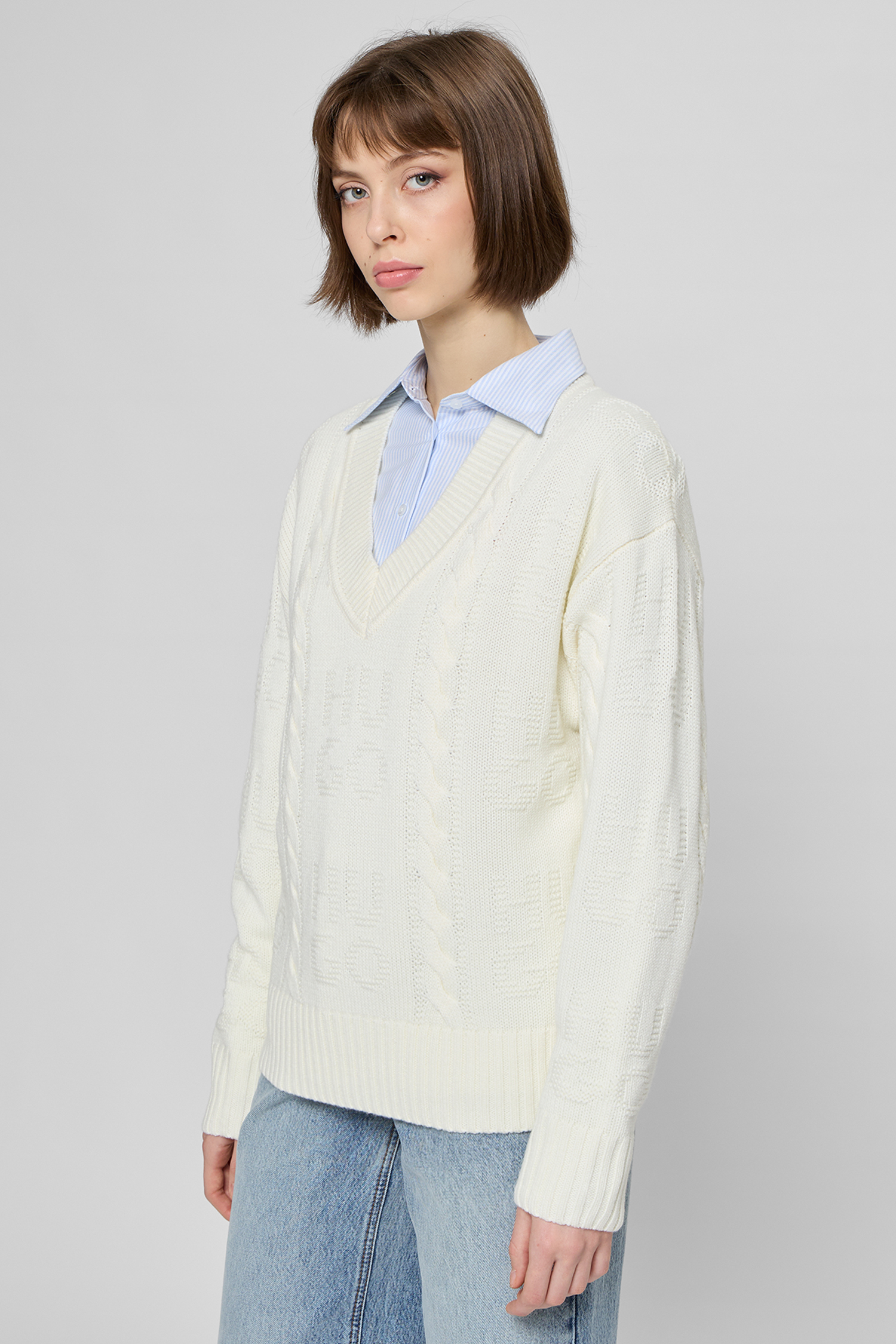 Жіночий білий вовняний пуловер HUGO 50554075;115