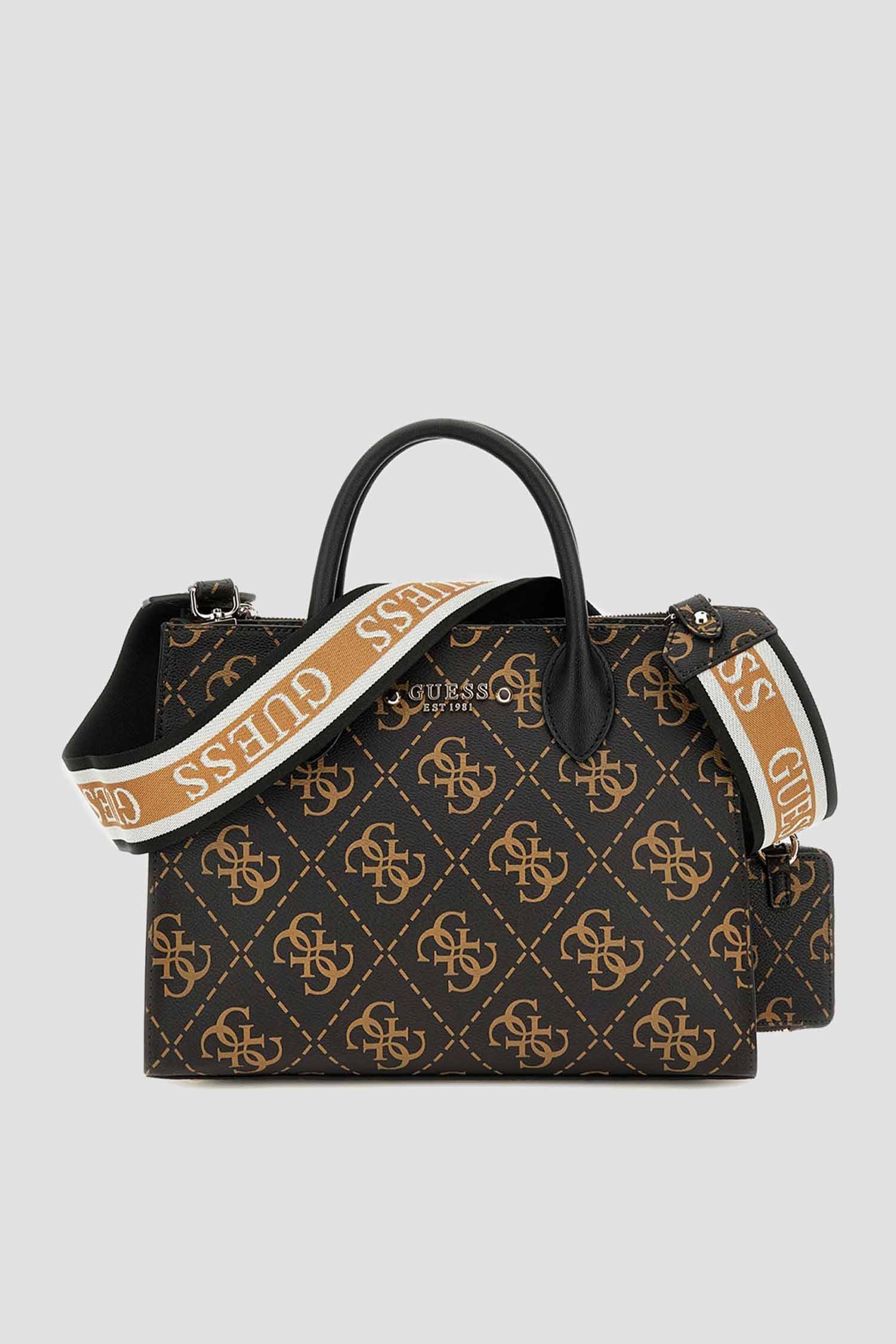 Жіноча коричнева сумка з візерунком Guess HWSG89.63060;BNL