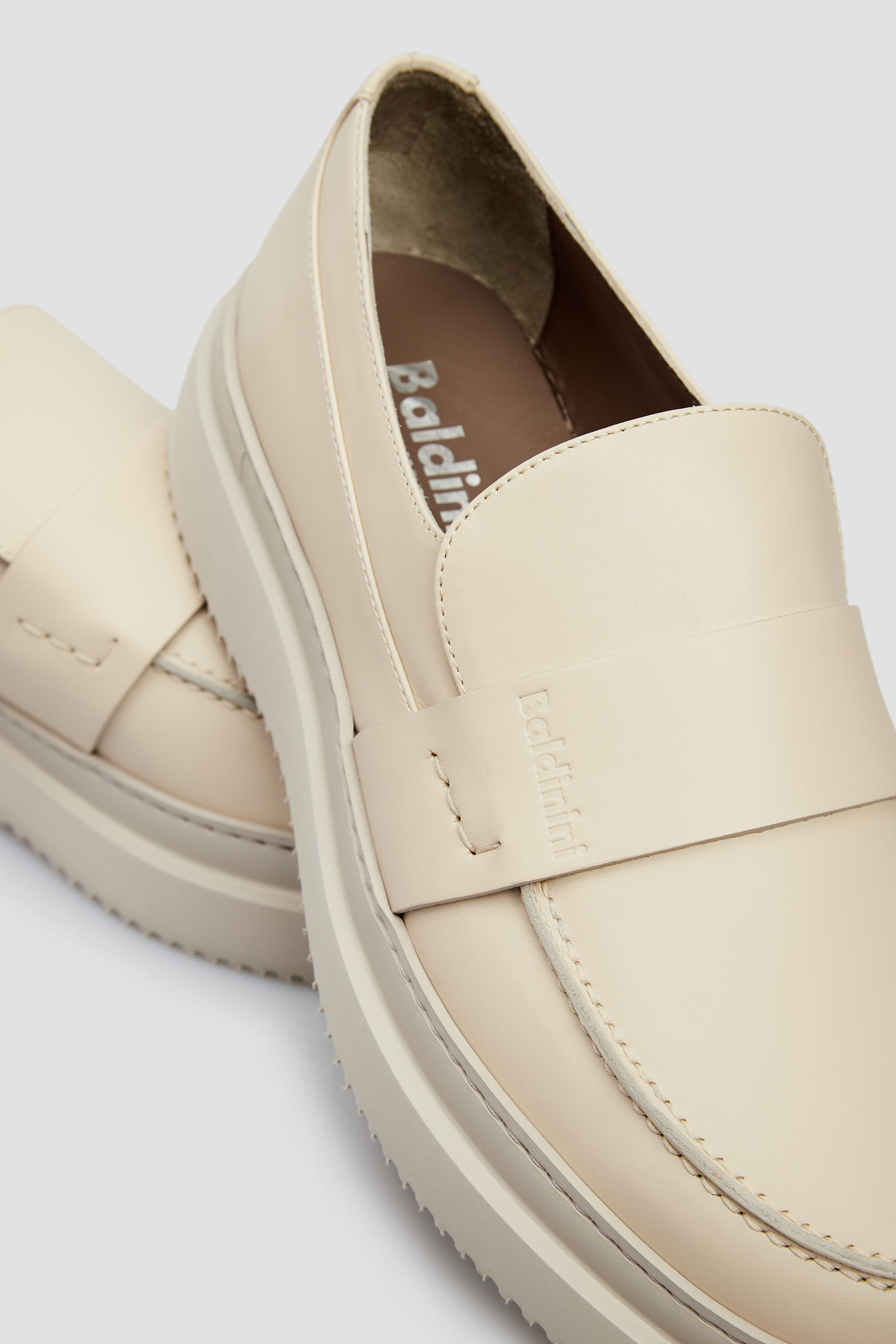 Мужские бежевые кожаные лоферы BALDININI U2D403MOOW;9002