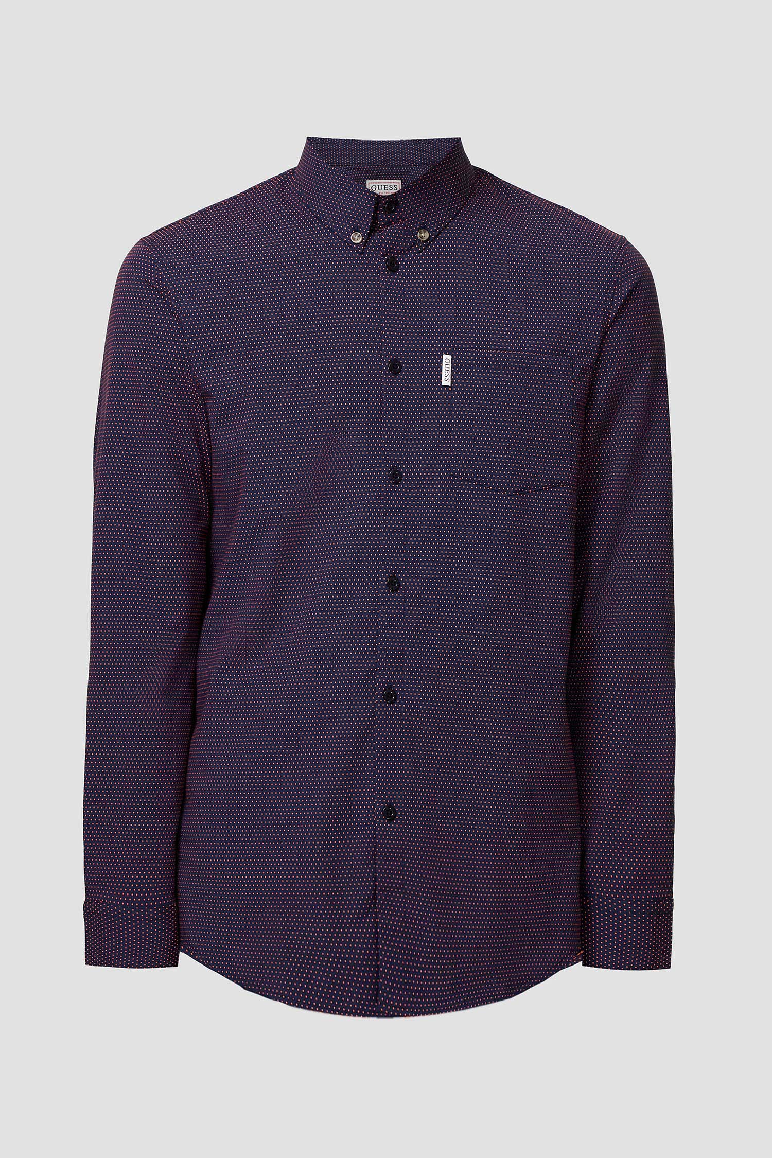 Мужская темно-синяя рубашка в горошек Guess M0BH20.WD9Z0;FTY7 — Ultrashop