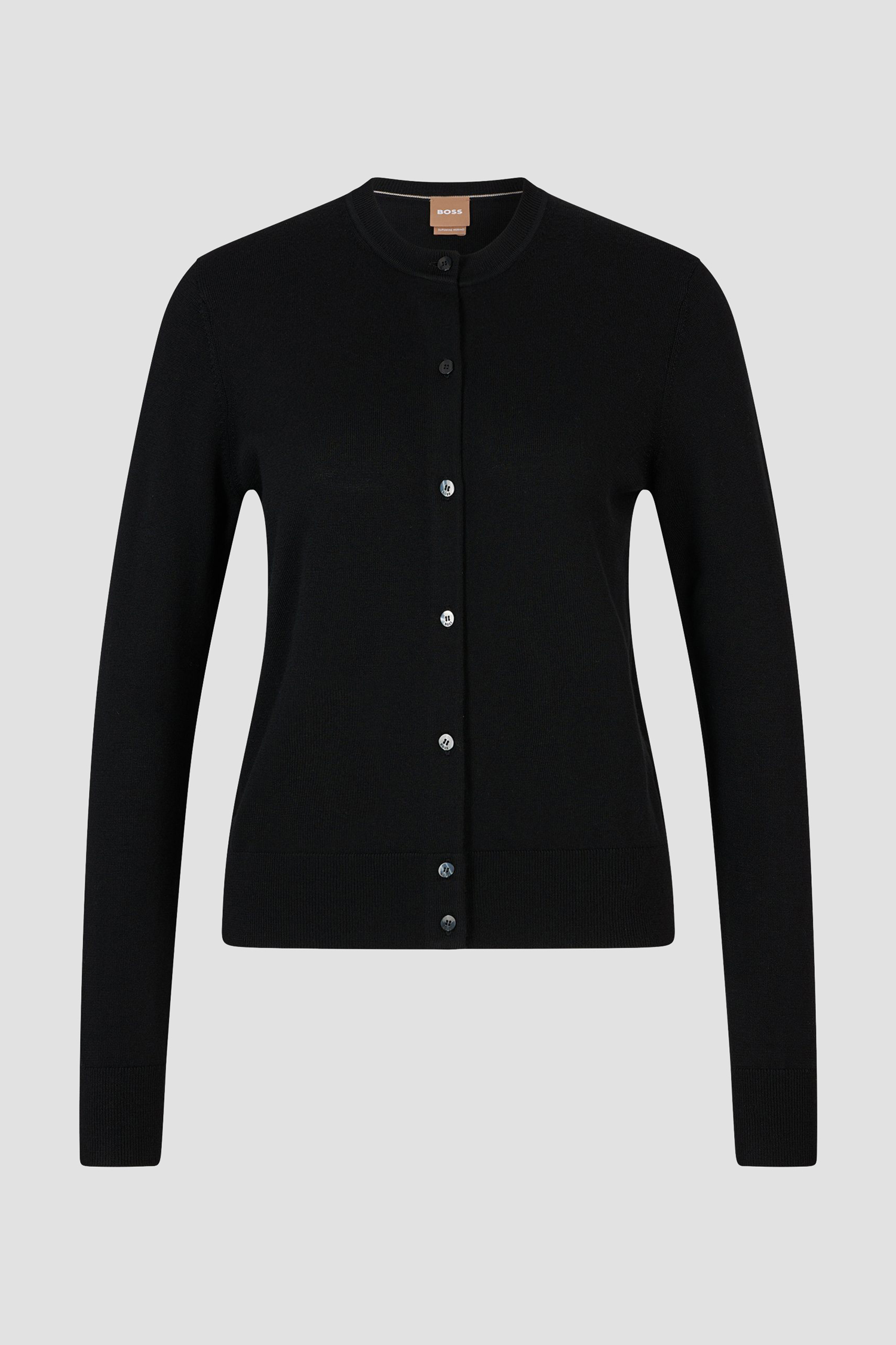Женский черный шерстяной кардиган BOSS 50473240;001