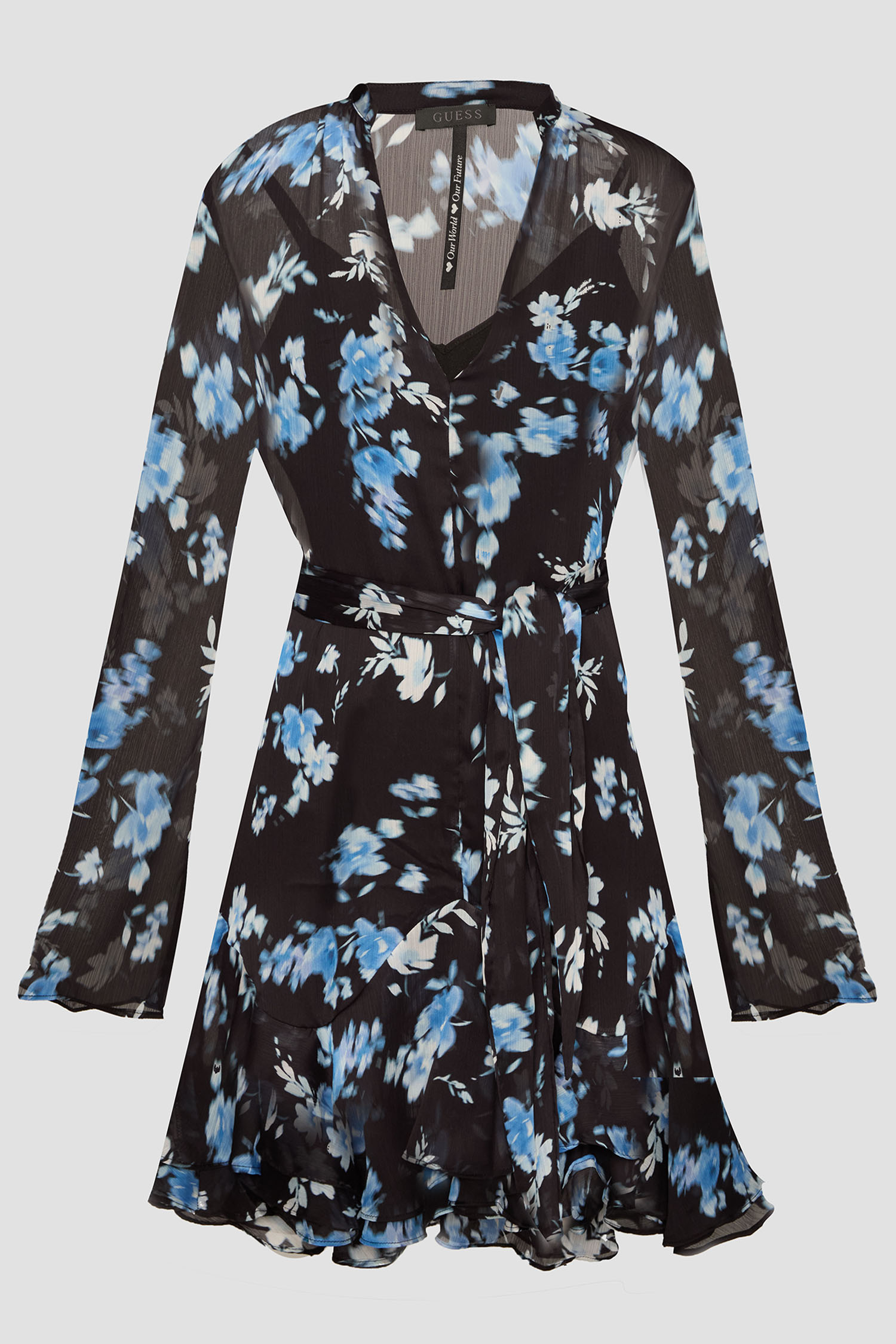 Женское черное платье с узором Guess W5RK35.WDW82;P7UN